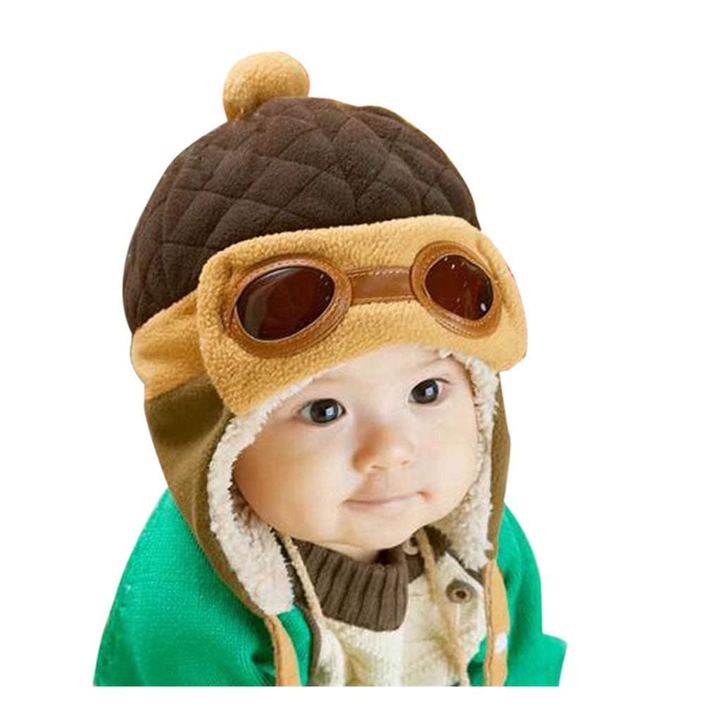 XYX Crochet Earflap Pilot Hats Rabbit Ears Beanie Cap Winter Warm Knit Caps for Toddlers Baby Girls and Boys