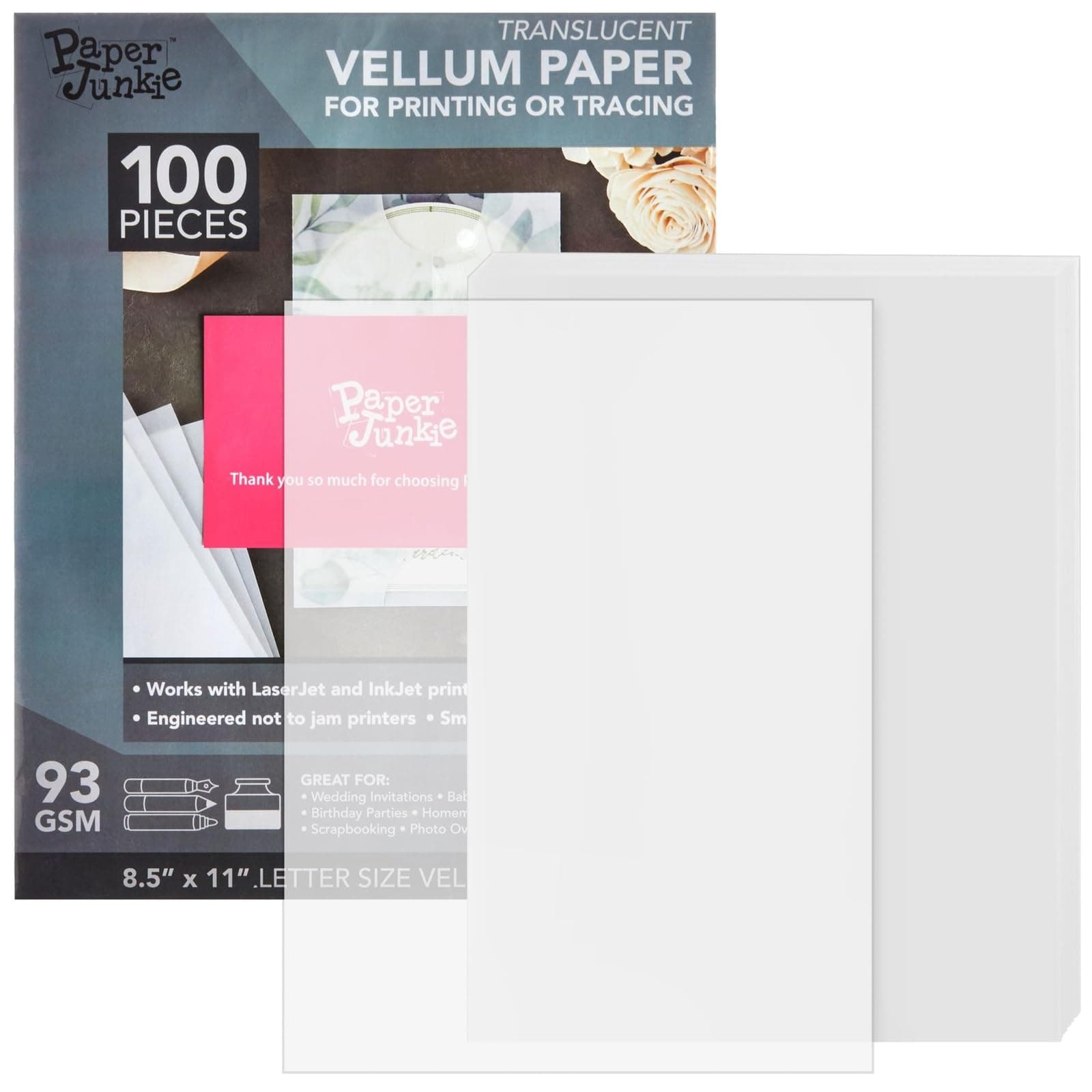 Best Paper Greetings Vellum Traditional Comic Drawing Animation White Translucent Sketching and Tracing Paper Value Pack (8.5 x 11 Inches)- 100 Pieces