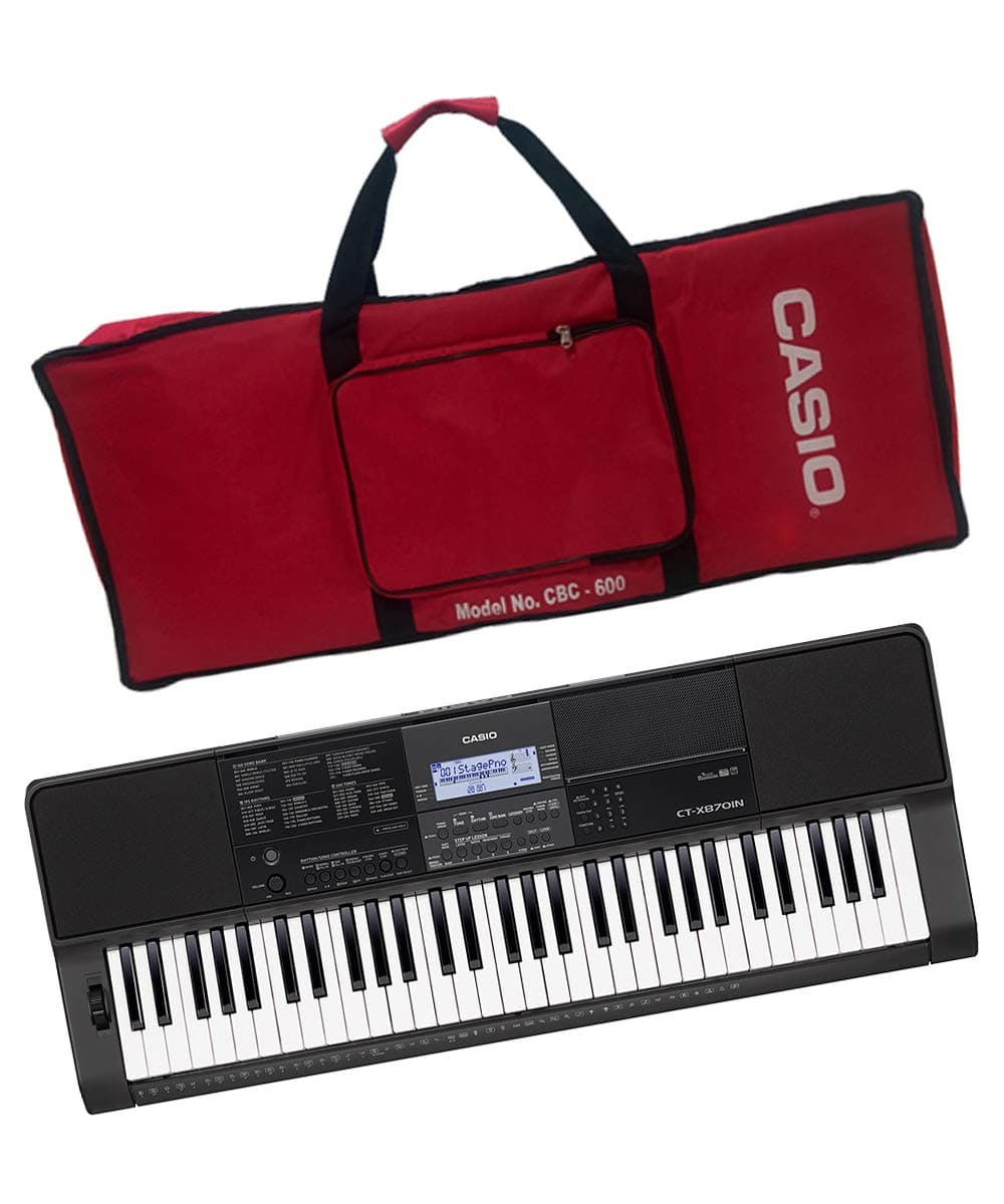 Casio CT-X870IN 61-Key Touch Sensitive Portable Keyboard with Carry Case (Red)