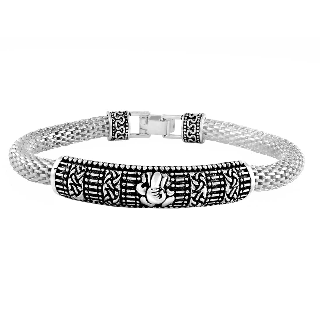 Nakabh Antique Vintage Ethnic Silver Plated Kada Bracelet for men women boys girls (Style 02)
