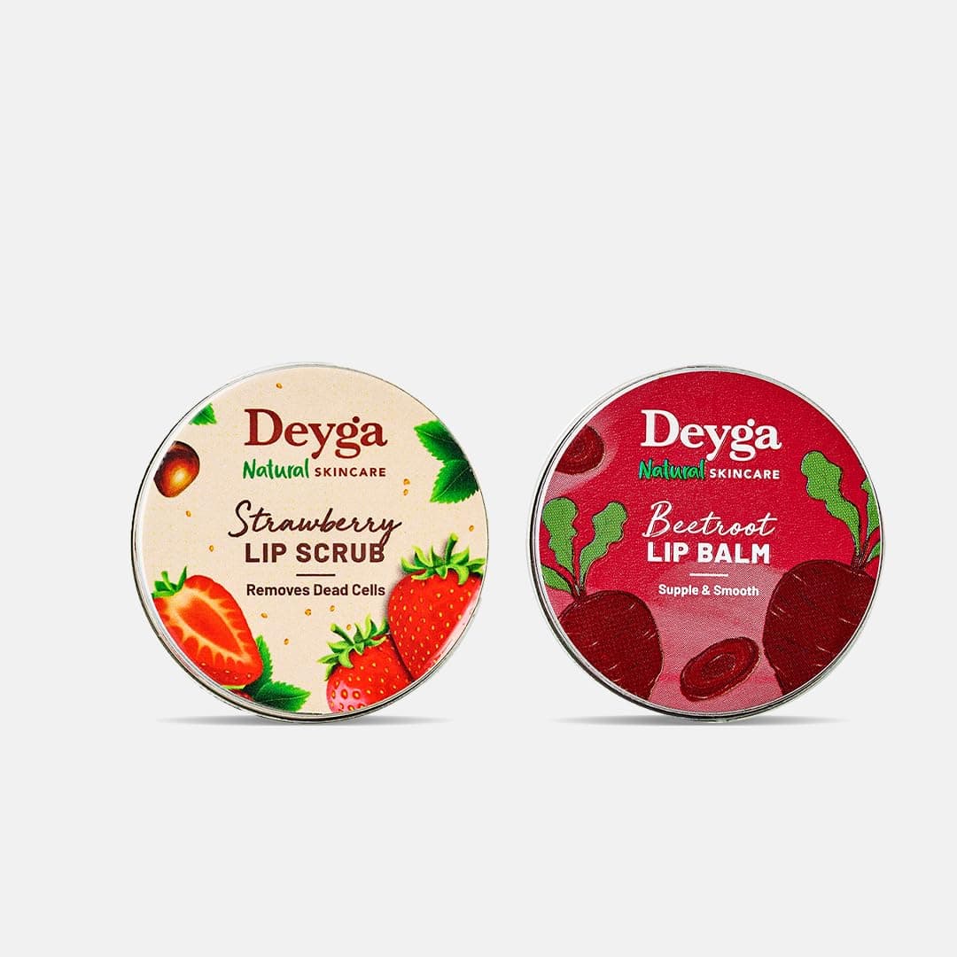 Deyga Nourished Lips Combo | Lip Scrub & Lip Balm | Exfoliate, Hydrate, Nourish & Moisturize | For Men & Women,1 Count,Multi