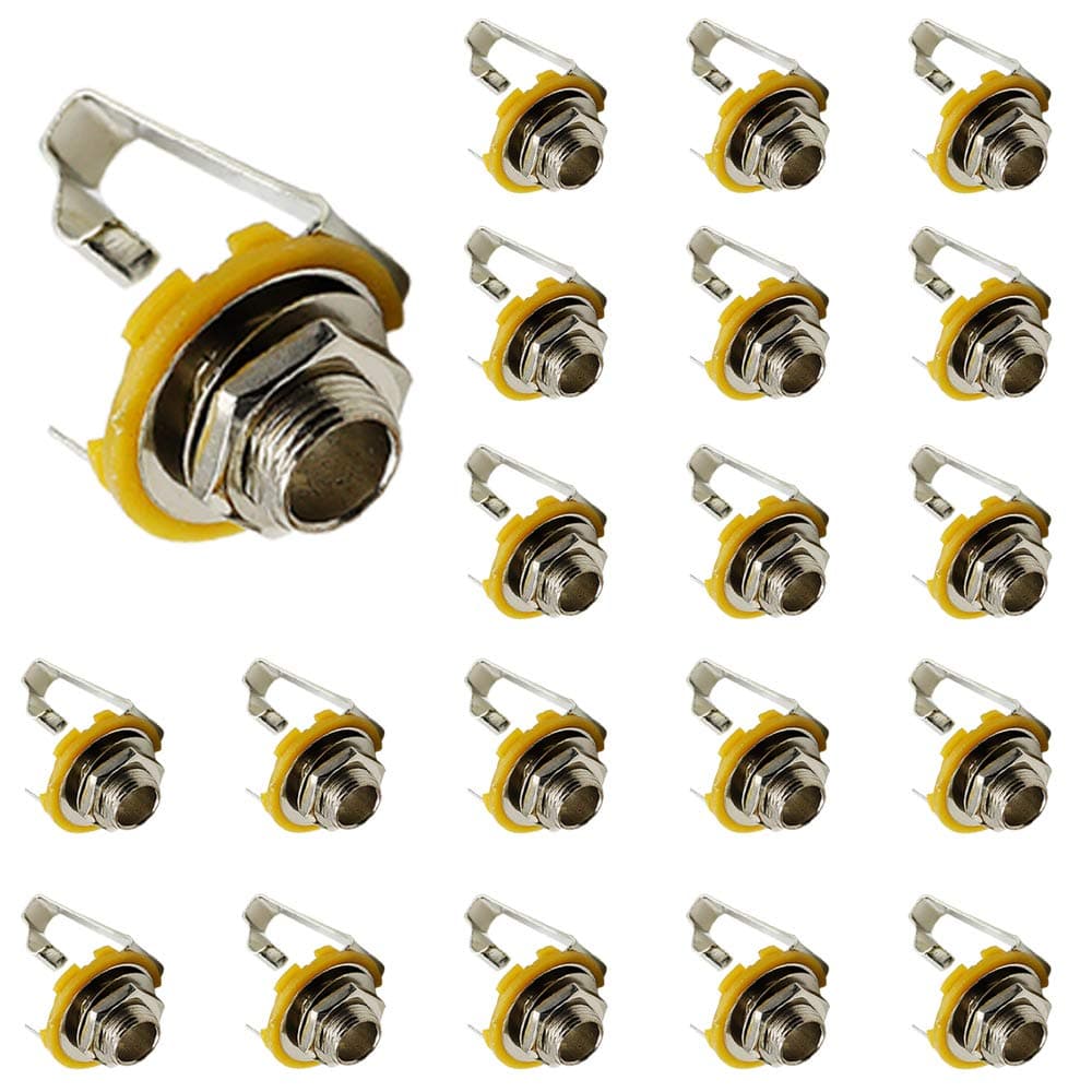 ZXHAO 6.35mm/0.25 inch Long Mono Input Jack Socket for Electric Guitar Bass 20pcs