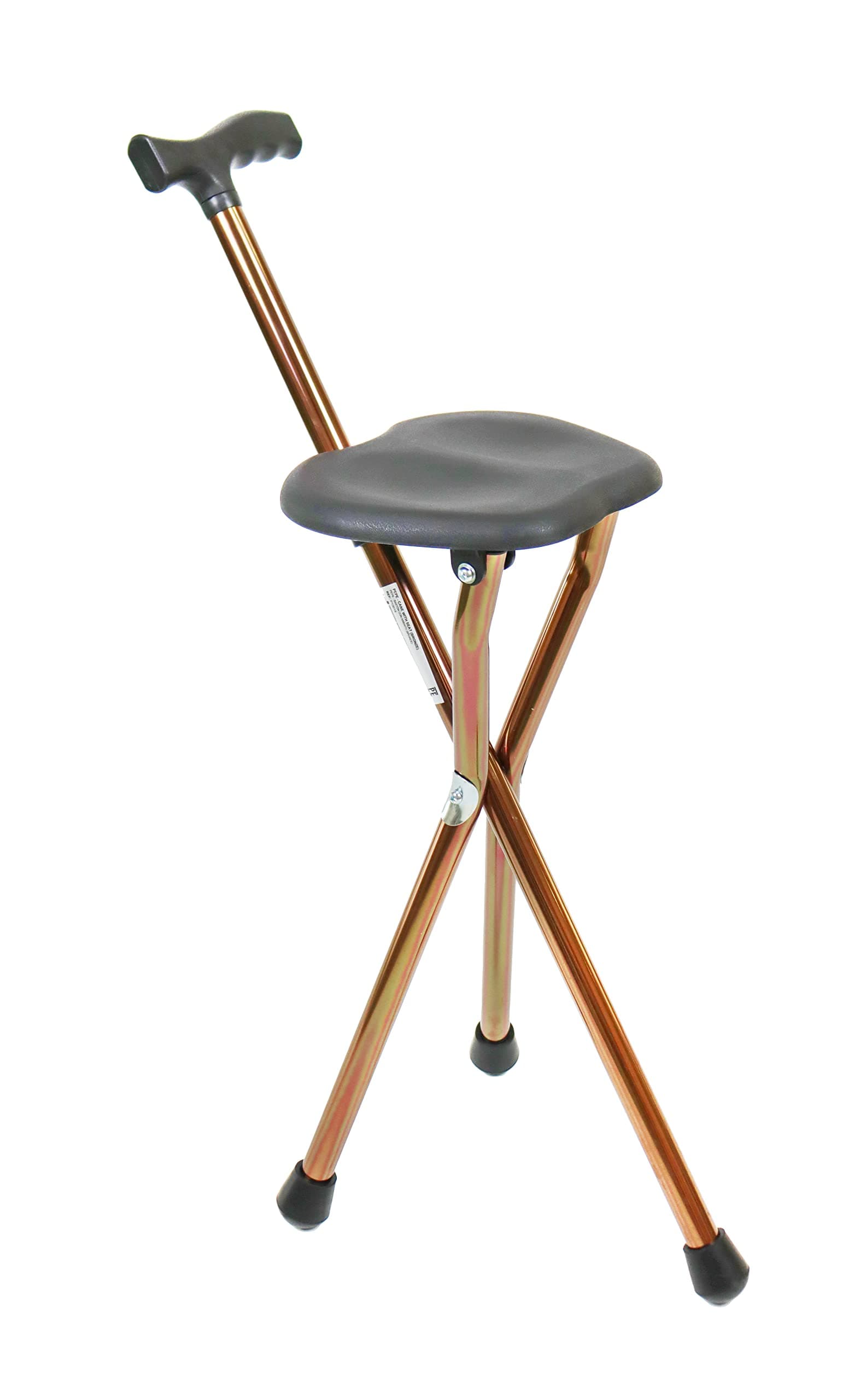 Pepe - Walking Stick with Chair Foldable (Height 32.2"), Seat for Old People, Women, Aluminum Cane, Men Bronze