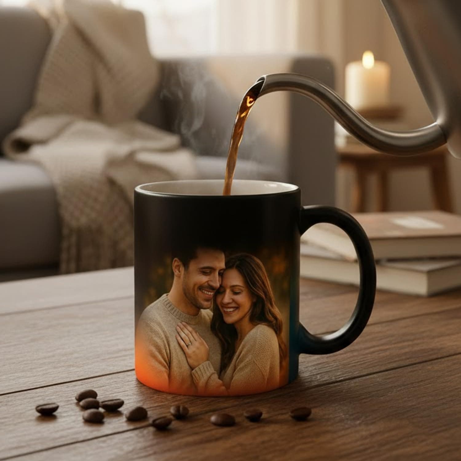 CherishCrafts Personalized Magic Mug – Custom Photo or Text | Heat Sensitive Color Changing Mug | Unique Gift for Birthday, Anniversary, Valentine’s Day | 325ML Black Ceramic Cup