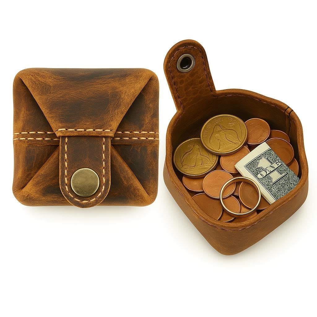 100% Real Leather Coin Pouch - Compact Change Holder and Mini Pocket Wallet for Men & Women (Antique Brown), Antique Brown, Minimalist
