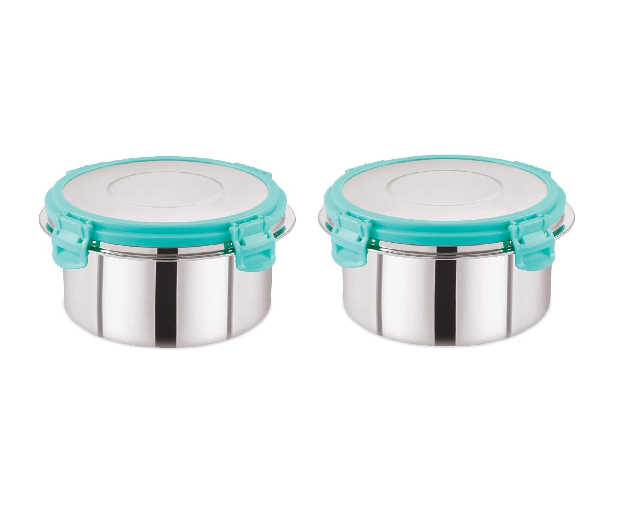 FLOMERO Stainless Steel Leak Proof Click and Seal Lock Air Tight Tiffin Glass & container Rust-Free, Easy Grip, Easy to Carry, Lunch box office,Travel use