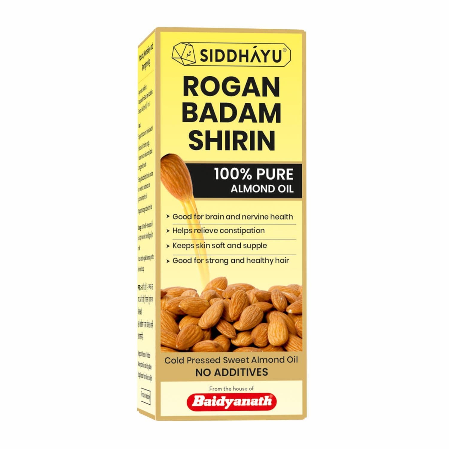 Baidyanath Asli Ayurved Rogan Badam Shirin 50Ml - 100% Pure Almond Oil, Cold Pressed | Natural Skin Softener For Glowing Skin & Hair Growth