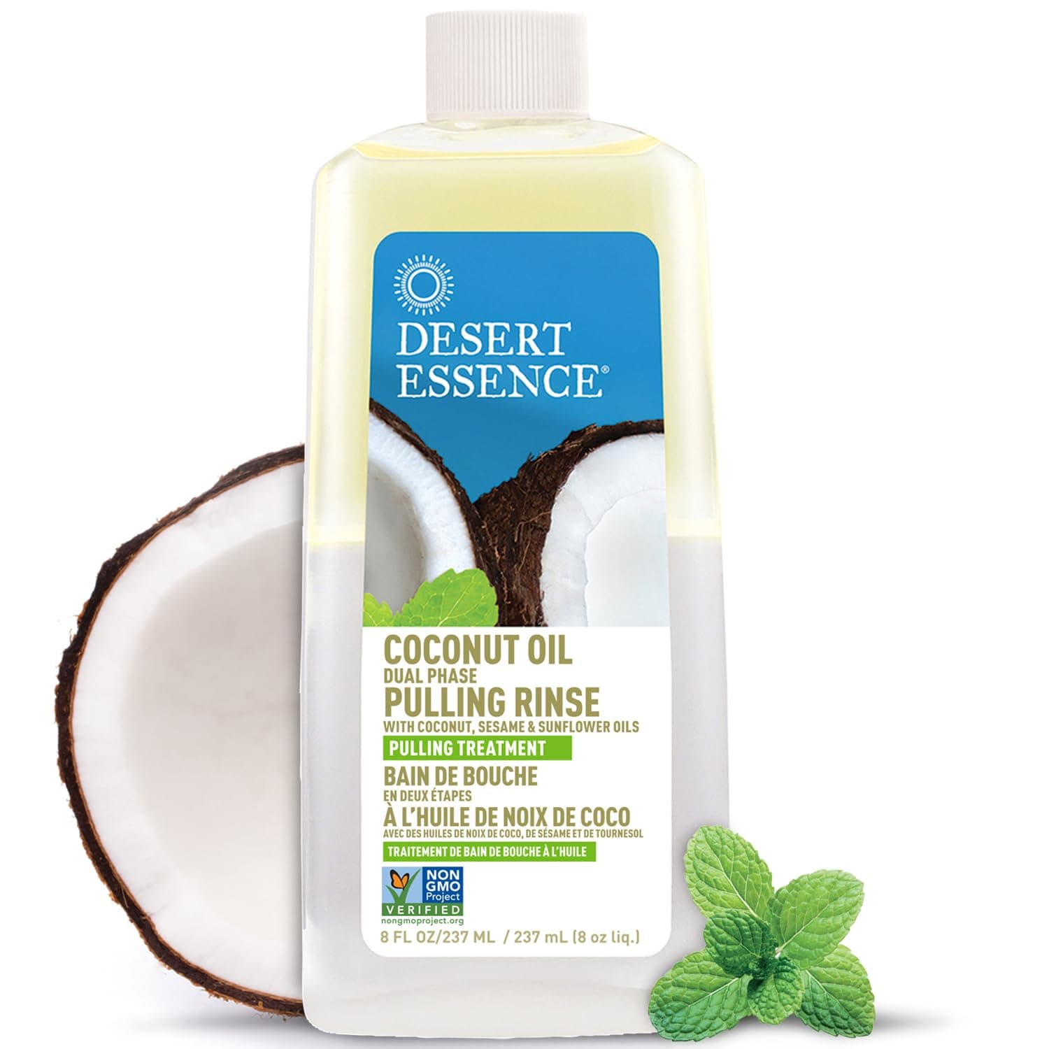 Desert Essence Mouth Rinse Dual Phase Pulling Coconut Oil, 8 Fluid Ounce