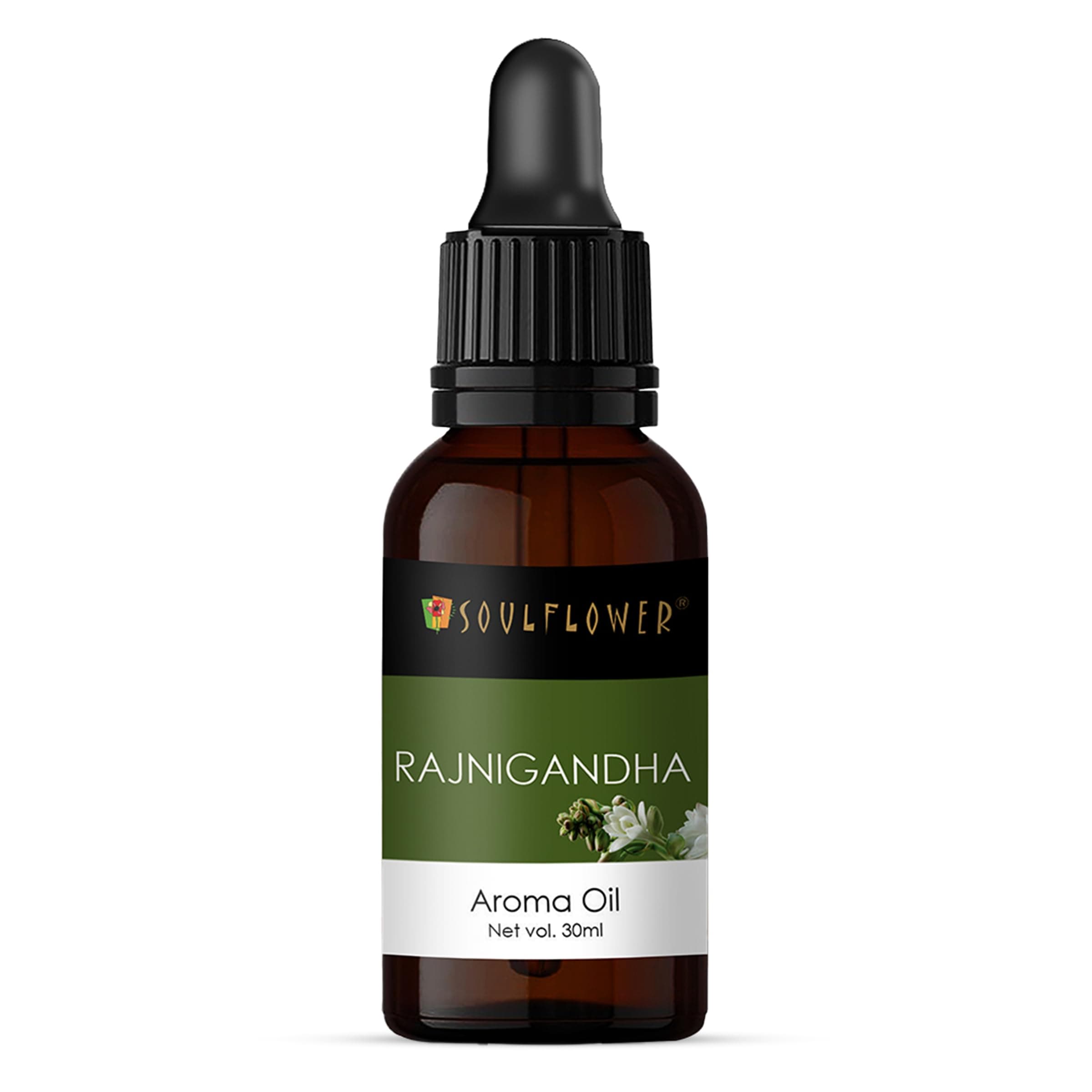 Soulflower Rajanigandha Aroma Oil Home & Room Fragrance, Diffuser, Aromatherapy With Soothing Aroma, Breathing, Relaxed Mind|100% Natural, Vegan & Alcohol & Chemicals Free, No Synthetic Color|30Ml
