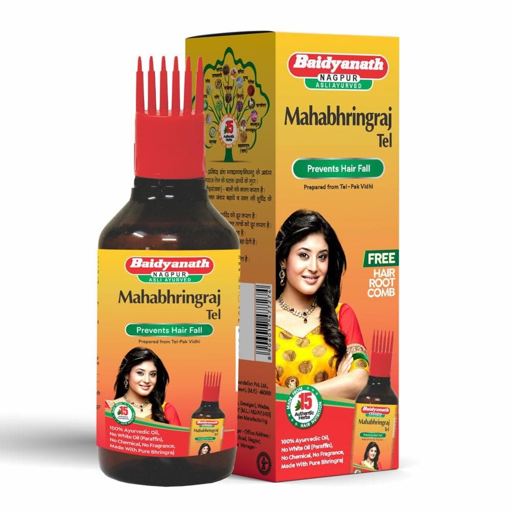 Baidyanath Asli Ayurved Mahabhringraj Oil | Ayurvedic Hair Oil - 200 Ml + Free Hair Root Comb
