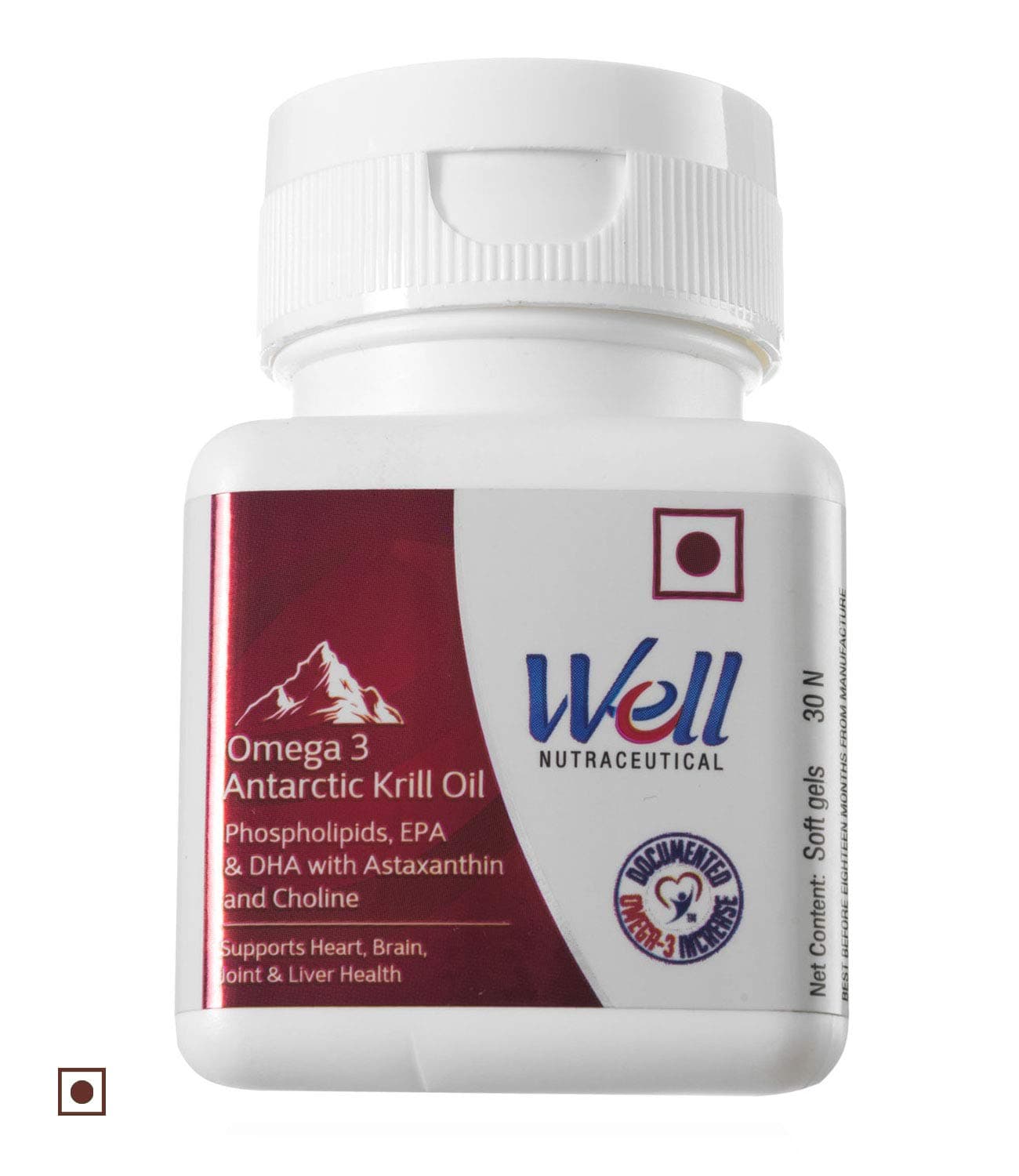 Modicare Well Omega 3 Antarctic Krill Oil Supports Heart, Brain, Joint & Liver Health (Pack of 30N Soft Gels)