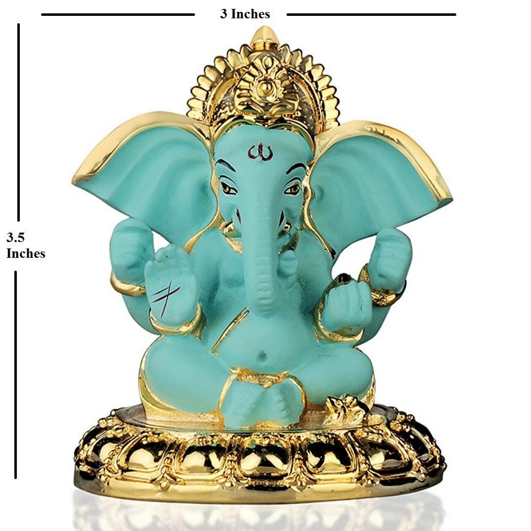 Gold Art India Ceramic Ganesha Car Dashboard Idol