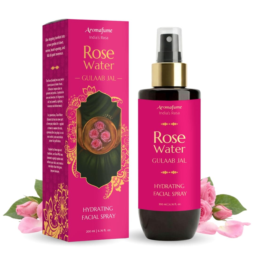 Rose Water Spray for Face, Organic & Hydrating Facial Mist, 200ml Aromafume