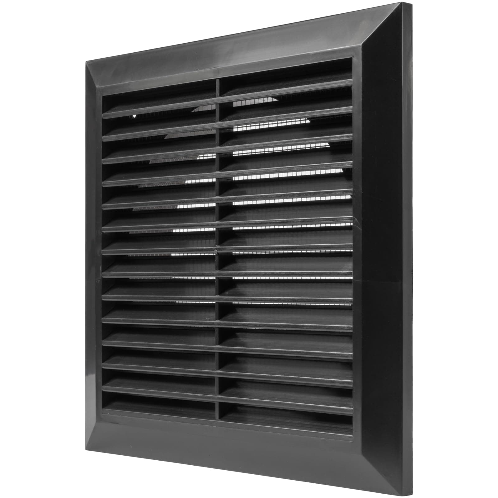 Vent Systems 6" Inch Black Vent Cover – Durable Plastic Soffit Vent Cover with Mounting Neck, Mesh Screen – Weather-Resistant HVAC Louvered Ventilation Grille - Bathroom, Kitchen, Garage Ventilation