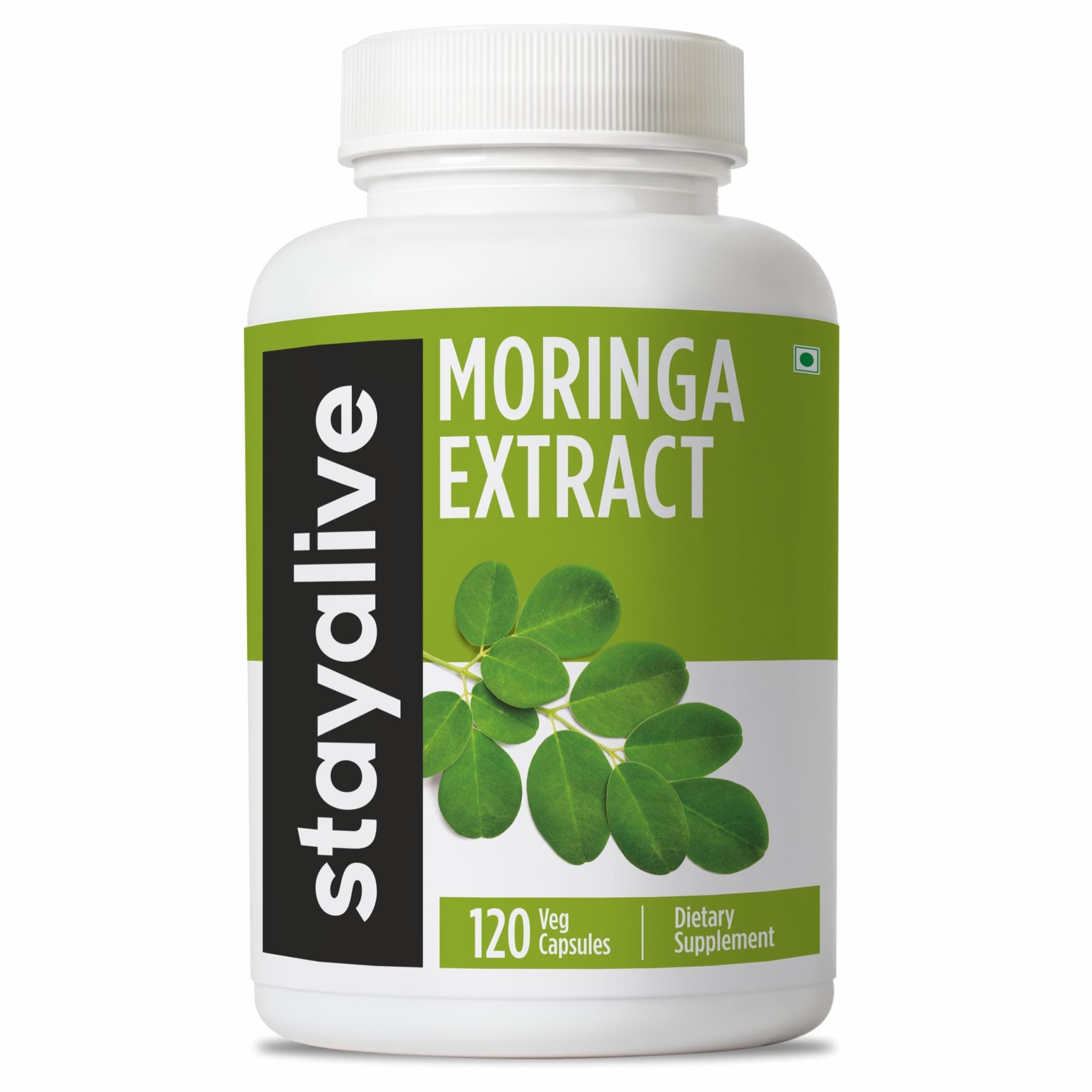 STAY ALIVE Moringa Capsules 1000mg, 20:1 Extract, 120 Pills, Green Superfood with Extra Strength, 100% Pure Oleifera Leaf Powder, 2 Months Supply, All Natural, Non-GMO & Gluten Free Moringa Supplement