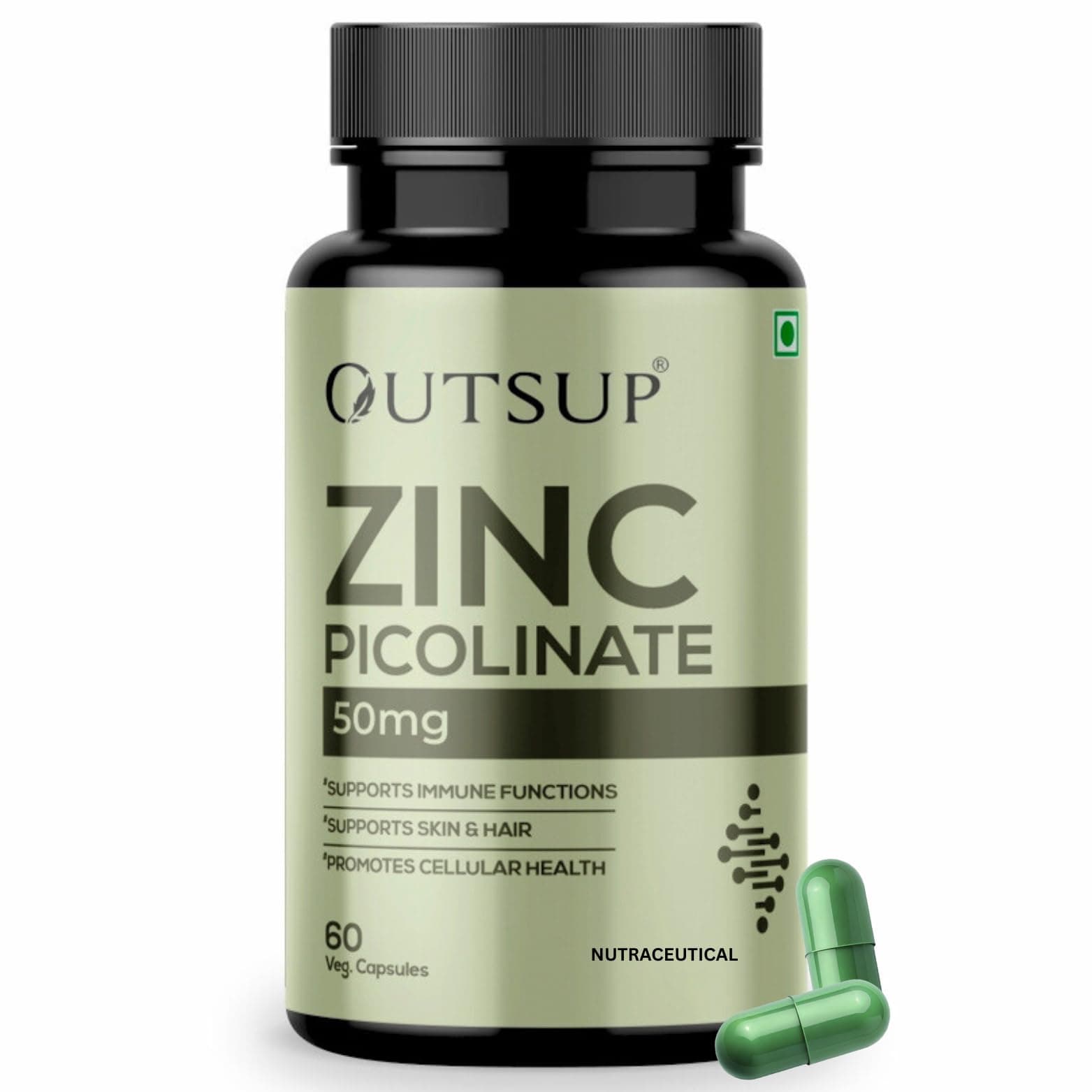 Zinc Picolinate 50 mg - High Absorption Chelated Zinc Supplement for Men & Women - Immune Support, Skin & Hair Health - Supports overall wellness, Muscle Strength & Metabolism - 60 Capsules