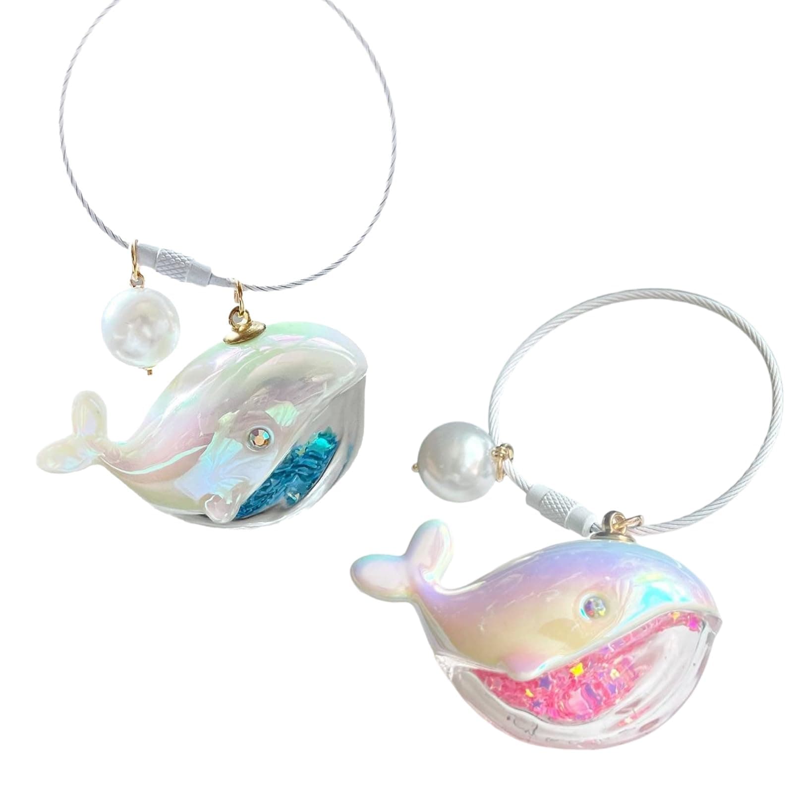 Zytiqt Cute Keychain, Whale Keychain Set of 2, Aesthetic Keychains for Girls, Wifty Whale Keychain, Sky Blue and Pink OPP Keychains