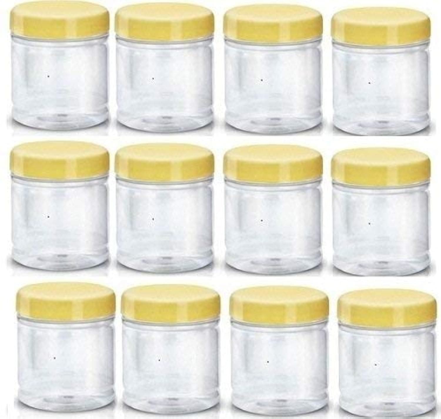 Sunpet Polyurethane Jar Set - 250 Ml, 12 Pieces, Clear, Yellow, 250 Milliliter,Plastic