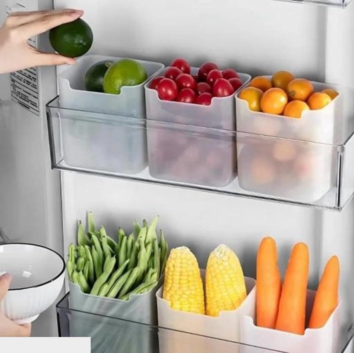RIOMAX Fridge Storage Boxes Fridge Organizer Space-saving Refrigerator Side Door Open Container Vegetables, Fruits Space Saving Open Storage Container (900 ML, Pack of 6)