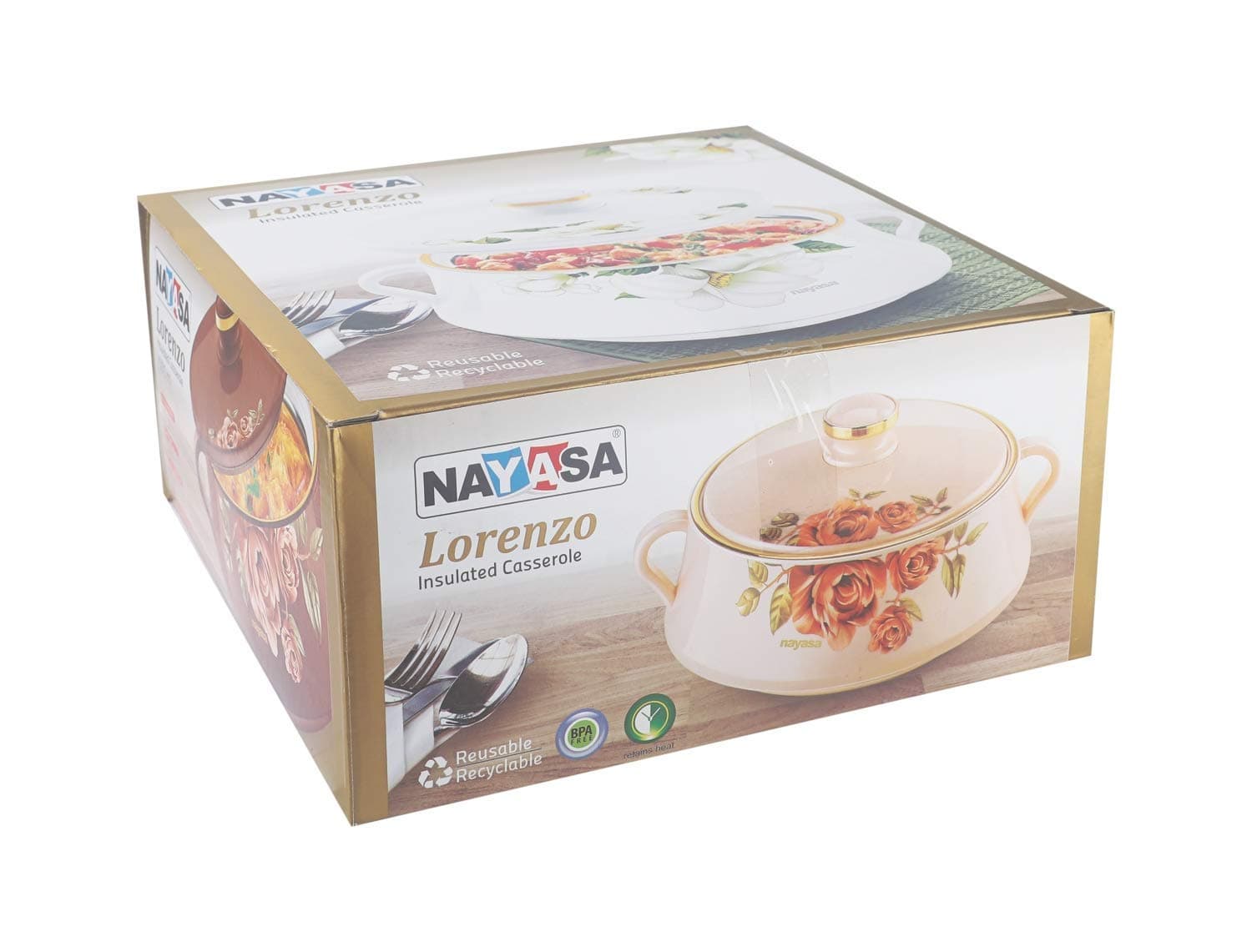 Nayasa Plastic & Stainless Steel Lorenzo Casserole(2000ml,White)