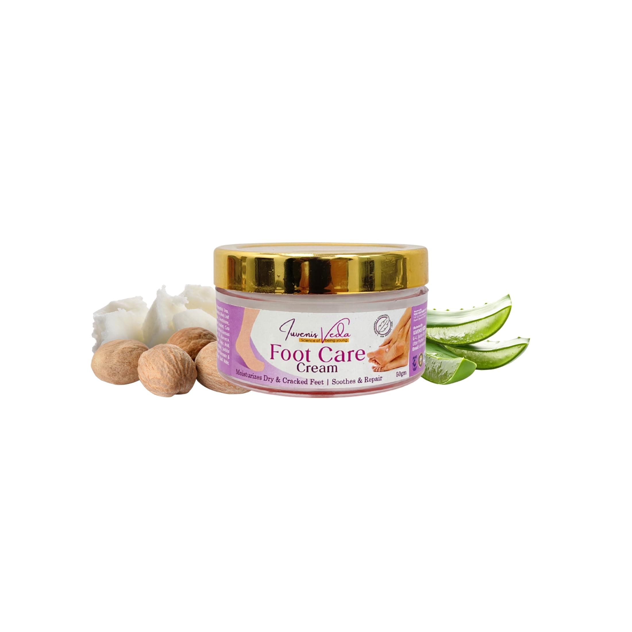 Iuvenis Veda Foot Cream For Dry and Cracked Feet | Moisturizes Rough Heels| Softens the Chapped or Calloused Feet | Suitable For All Skin Types| Suitable For Men & Women (50gm, Pack of 1)
