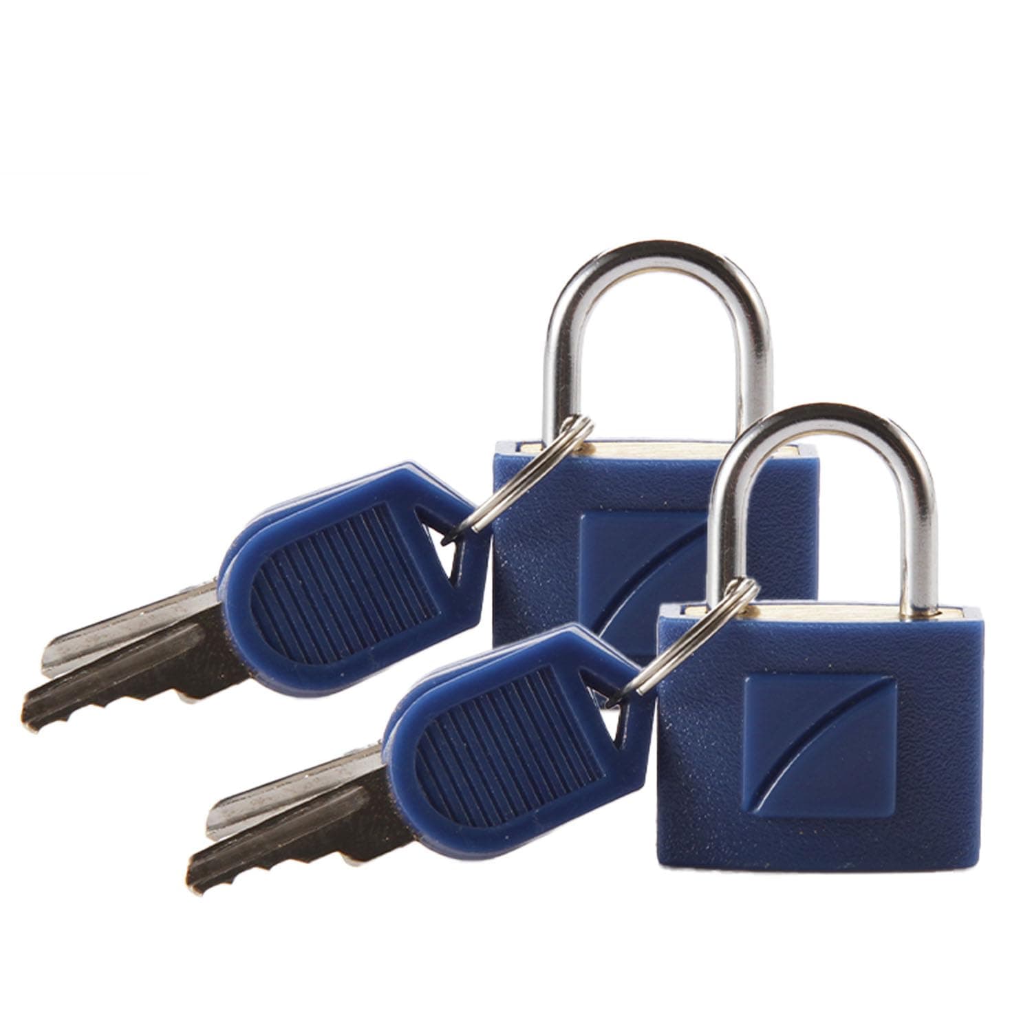 Travel Blue Identi Blue Luggage Lock Pack of 2 | Key Operated Suitcase Padlocks | Solid Brass Travel Security Locks for Luggage, Backpacks & Travel Bags