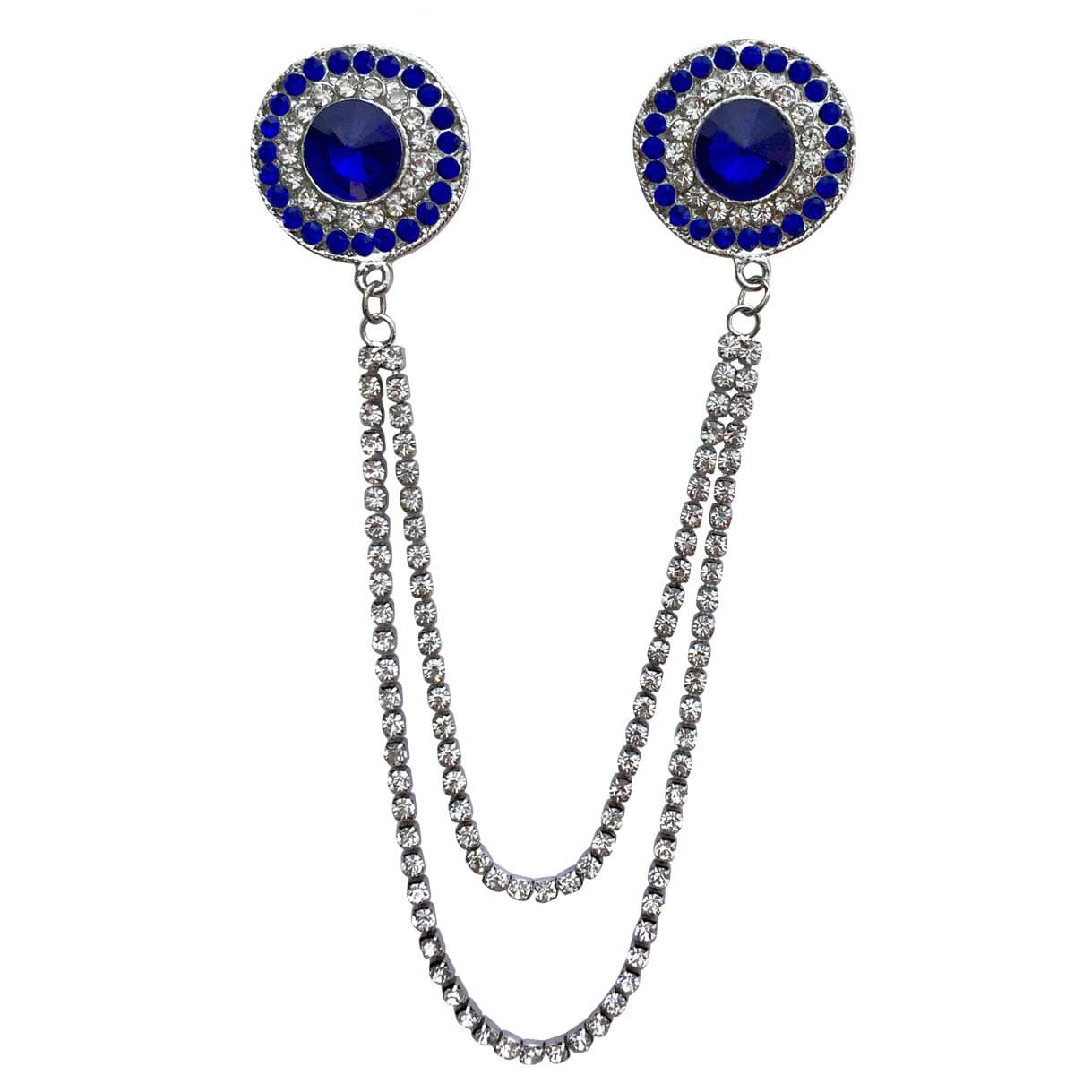 FURE Double Round Chain Brooch (Blue)