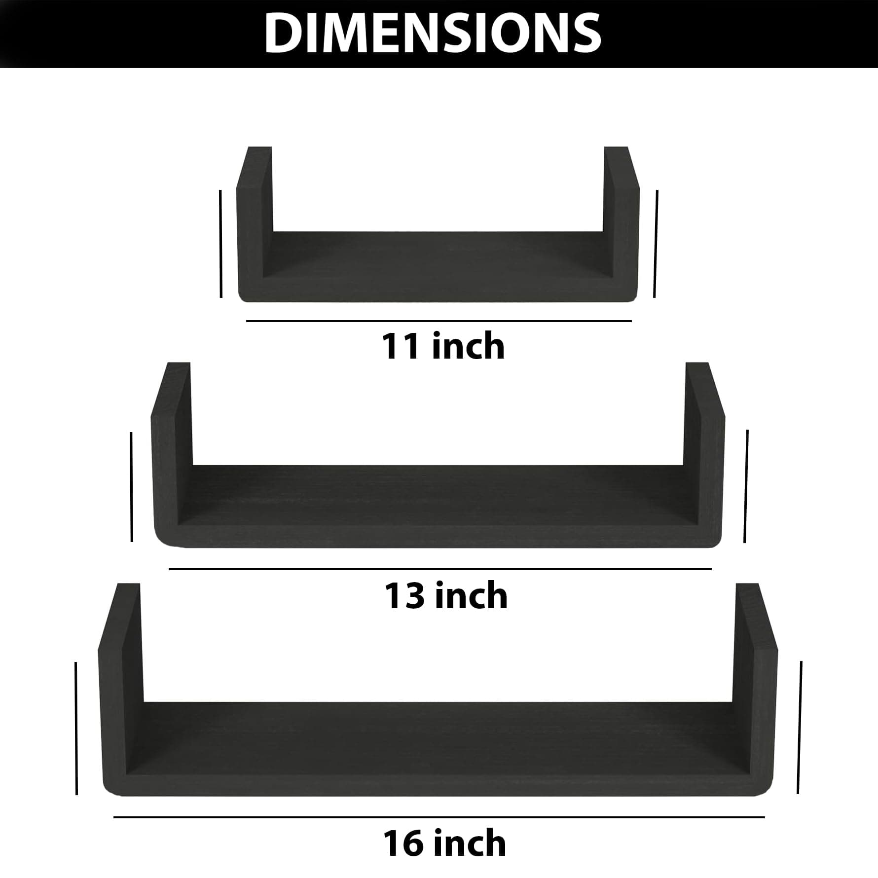 UHUD CRAFTS Hanging Floating Wall Mount Display U Shape Wall Shelf, Wall Rack Shelf for Living Room Decoration, Showcase and for Storage Set of 3