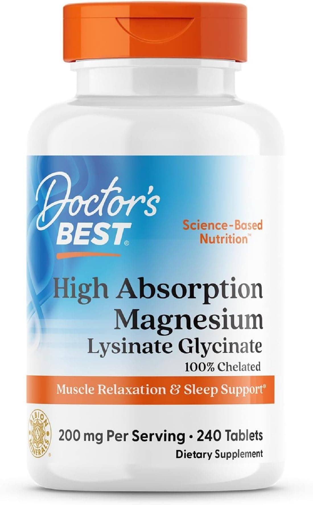 Doctor's Best, High Absorption Magnesium, 100% Chelated, 240 Tablets