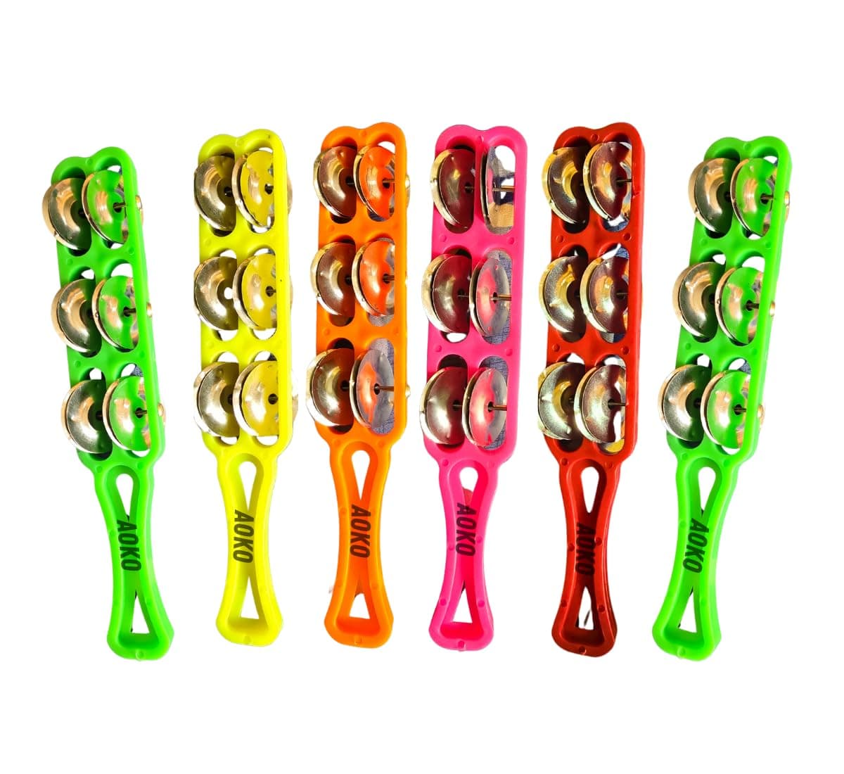 AOKO Plastic Taal Kanjira/Kartal Musical Instrument for Kirtan I Puja-Bhajans/Kirtan, Bhajan, Puja & Devotional Music (Pack Of 6)
