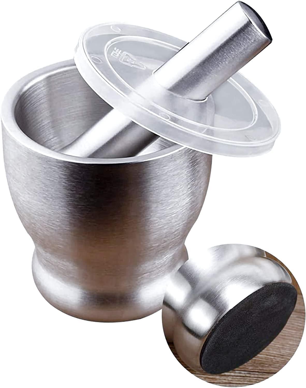 CUGLB Stainless Steel, Alloy Steel Mortar And Pestle Sets, 18/8 Steel Mortar And Pestle Bowl Pill Crusher With Lid For Crushing Grinding Mixing & Bpa Free Molcajete Bowl
