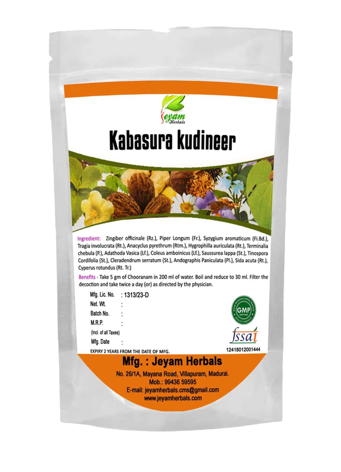 JEYAM HERBALS Kabasura kudineer Powder | Kabasura Kudineer | Cough Syrup Kashaya Powder | Kabasura Kudineer Chooranam | Kabasura Kashayam | Steamer For Cold And Cough |100 gm