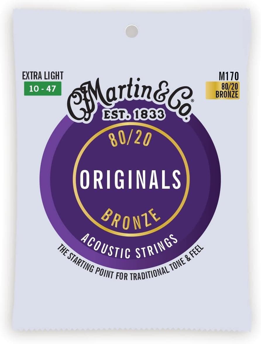 Martin M170 Acoustic 80/20 Guitar Strings, Extra Light
