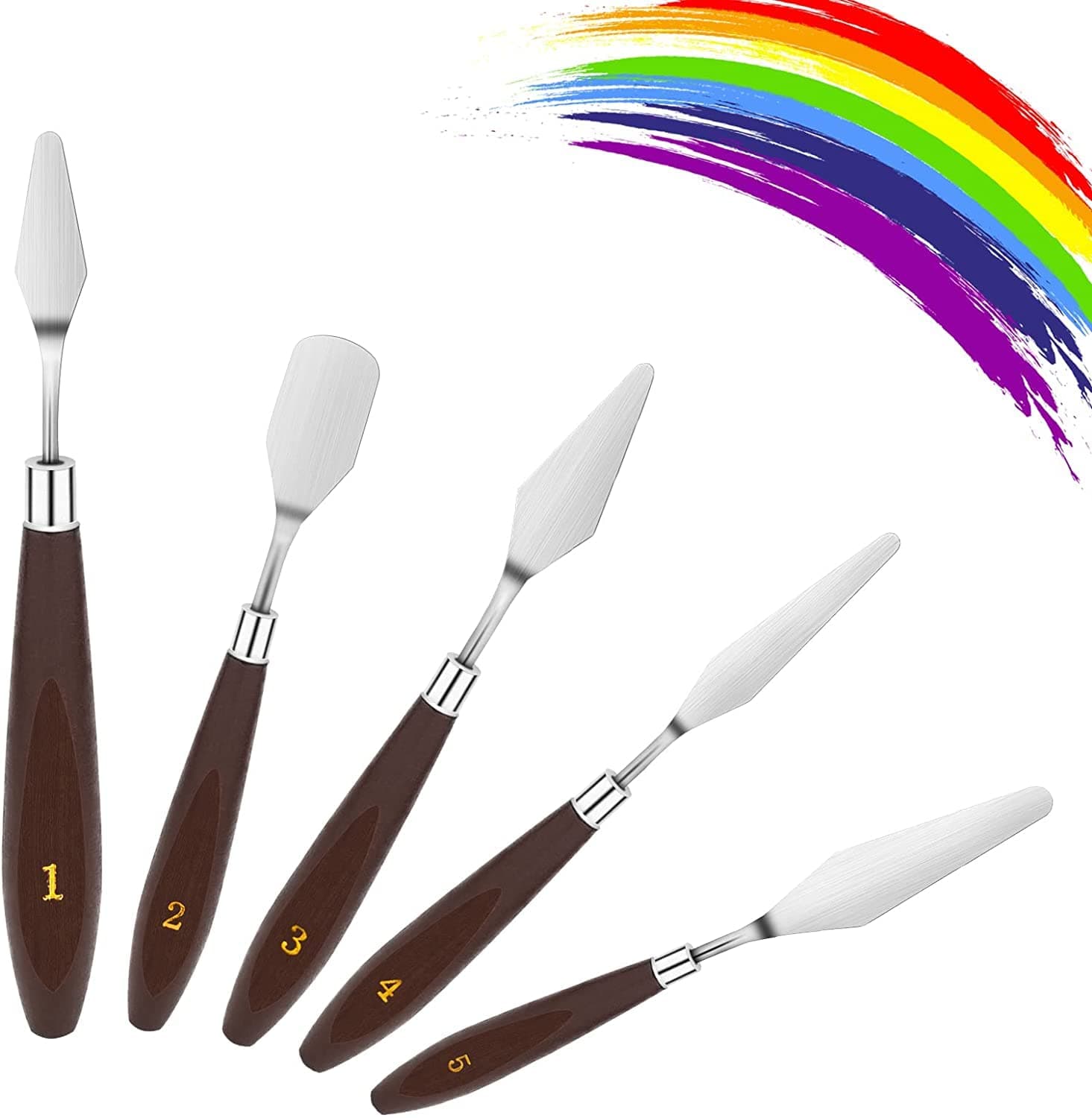 ikis - Painting Knife, 5 Pieces Oil Painting Knife Set, Painting Mixing Scraper Mental Pallet Knife for Acrylic Painting