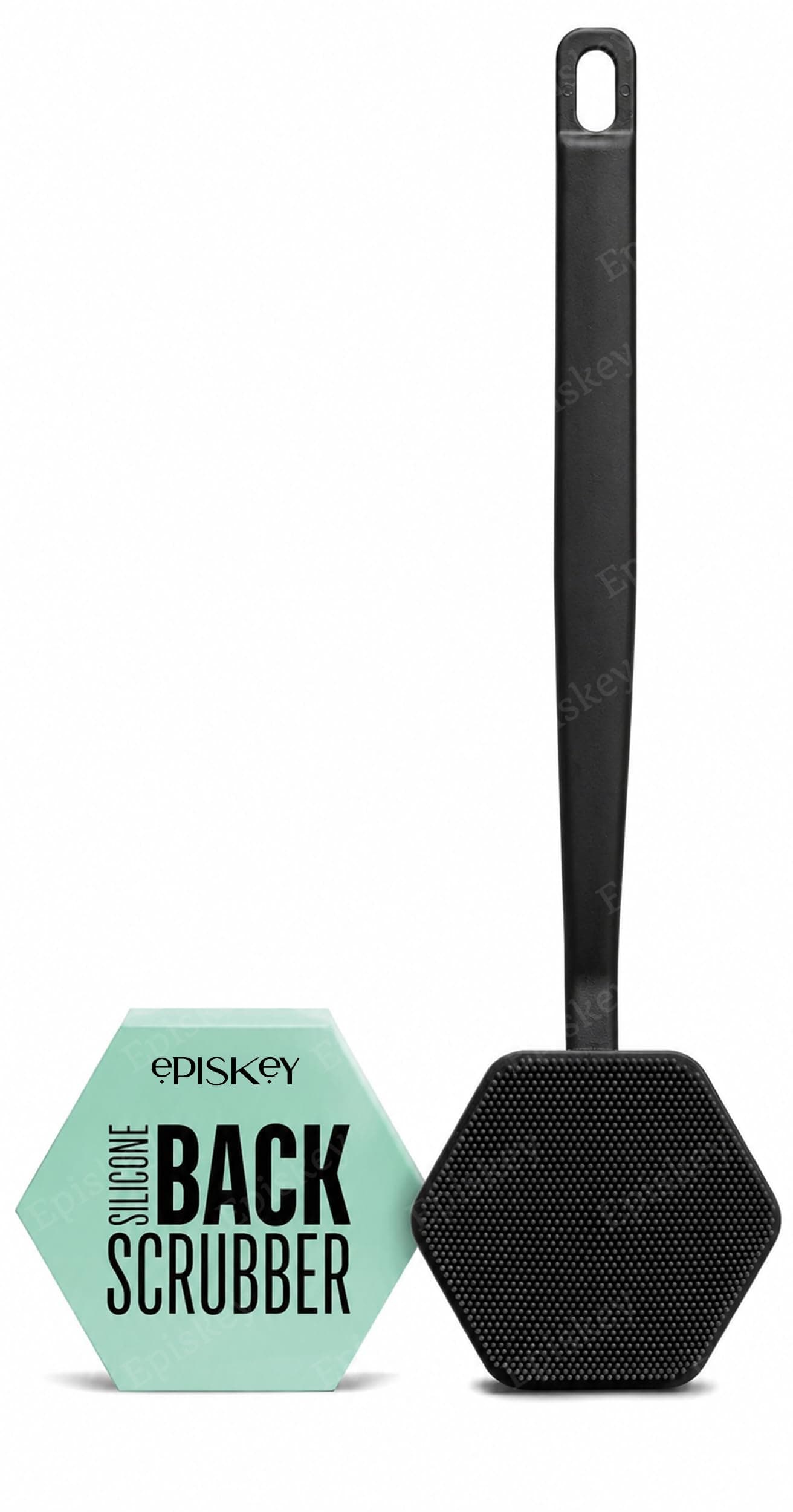 Episkey Back Scrubber - Exfoliates & Deep Cleans - Silicone Shower & Bath Brightening Body Brush with Long Handle and Bespoke Bristles - Bathroom & Hygiene Accessory - Charcoal