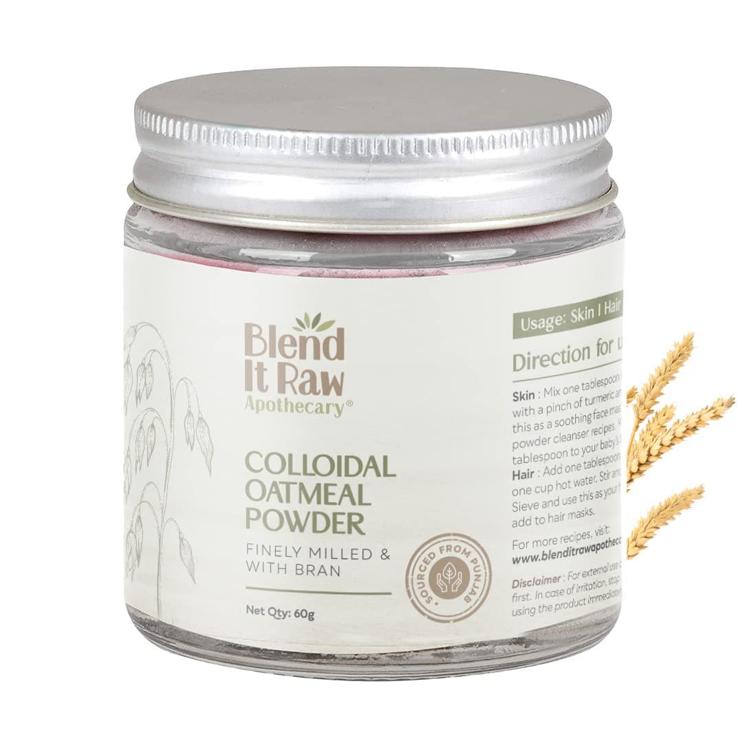 Blend It Raw Apothecary Colloidal Oatmeal Powder for Sensitive Skin [soothes eczema], 60g | Natural Oat Bath Soak for Babies & Adults | Dissolvable Oatmeal