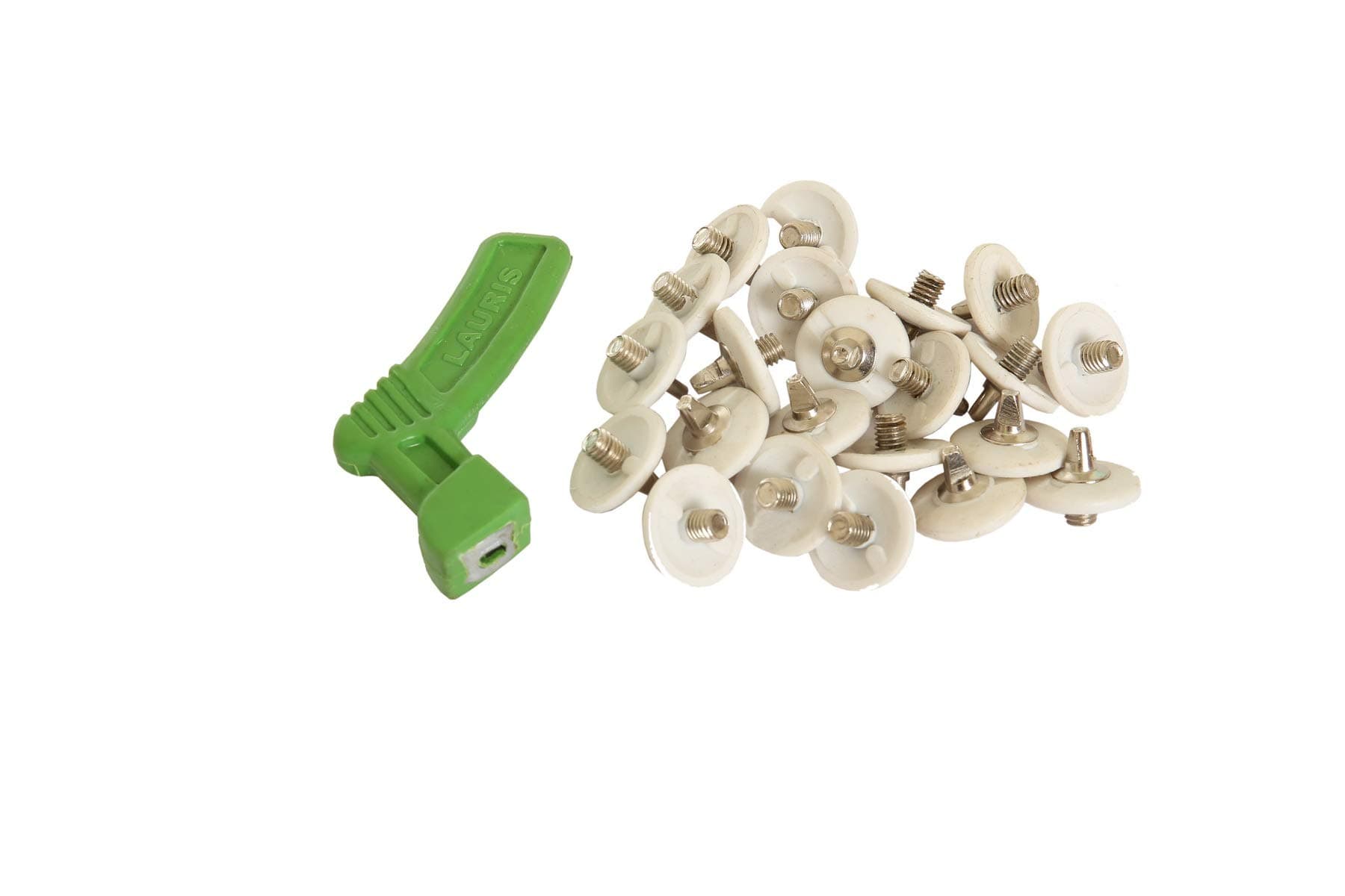 Lauris Spikes for Cricket Shoes Replaceable Nails White Colour with Tighter Key | 22 Pieces Cricket Shoe Replacement Spikes