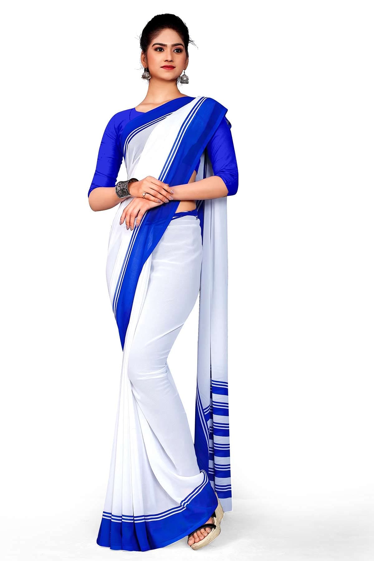 Uniform Sarees Corp Women's Georgette Saree With Blouse Piece