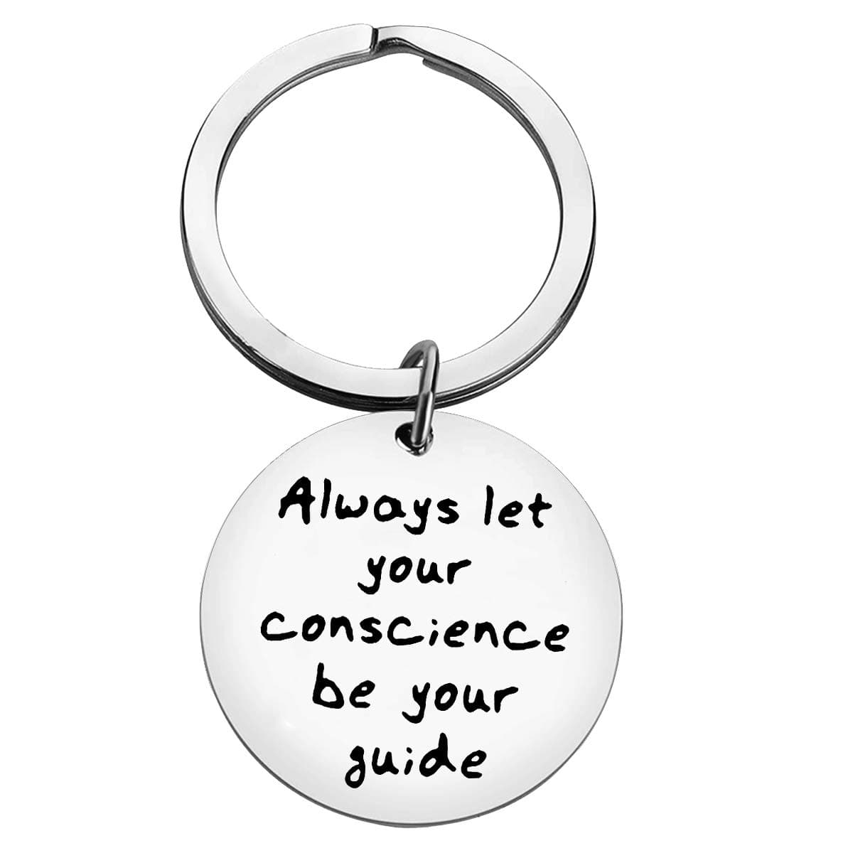 Inspirational Gifts for Women Men Encouragement Gifts Always Let Your Conscience Be Your Guide Keychain Jiminy Cricket Quote Keychain Motivational Gifts for Christmas Thanksgiving Gifts for Him Her