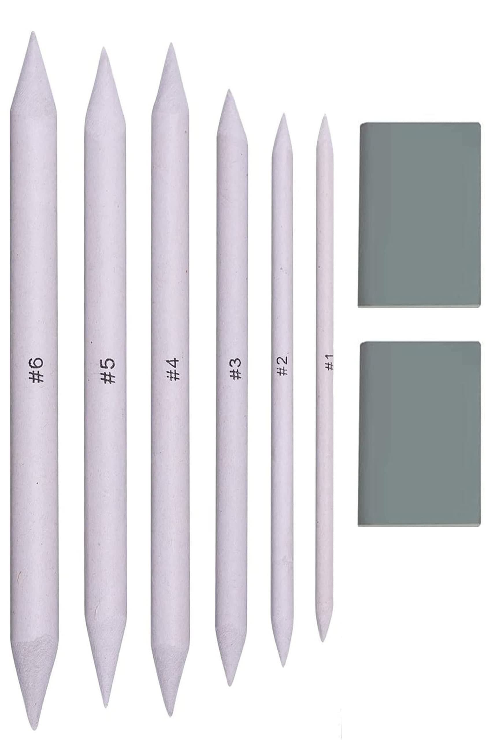ikis 2 Kneadable Art Erasers and 6 Pcs Paper Stumps/Blending Stumps