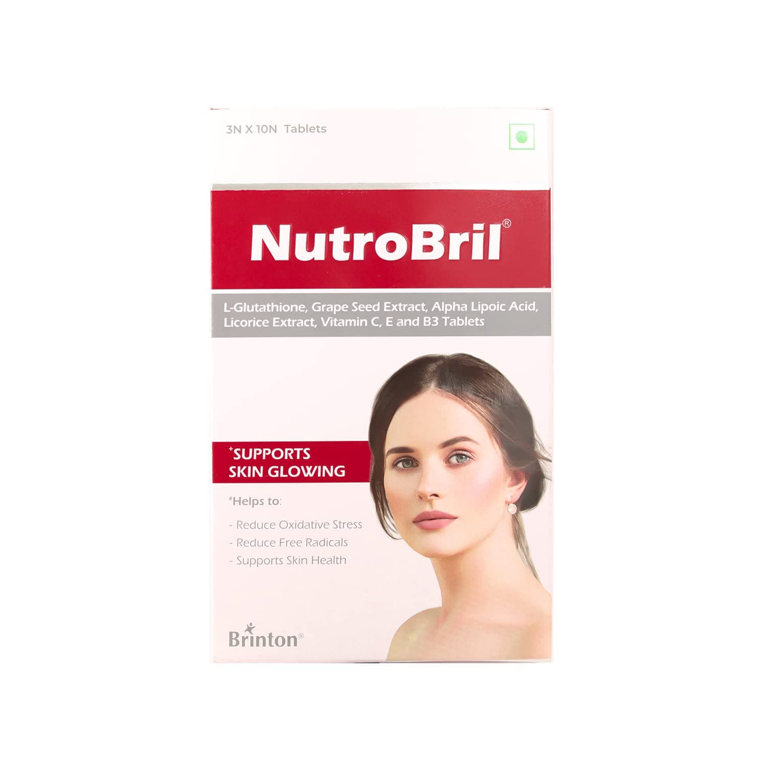 Brinton NutroBril Tablets with Glutathione, Vitamins C, E, B3 & Grape Seed Extract | Contains Alpha Lipoic Acid | Supports Energy Levels & Healthy Blood Sugar | 30 Tablets