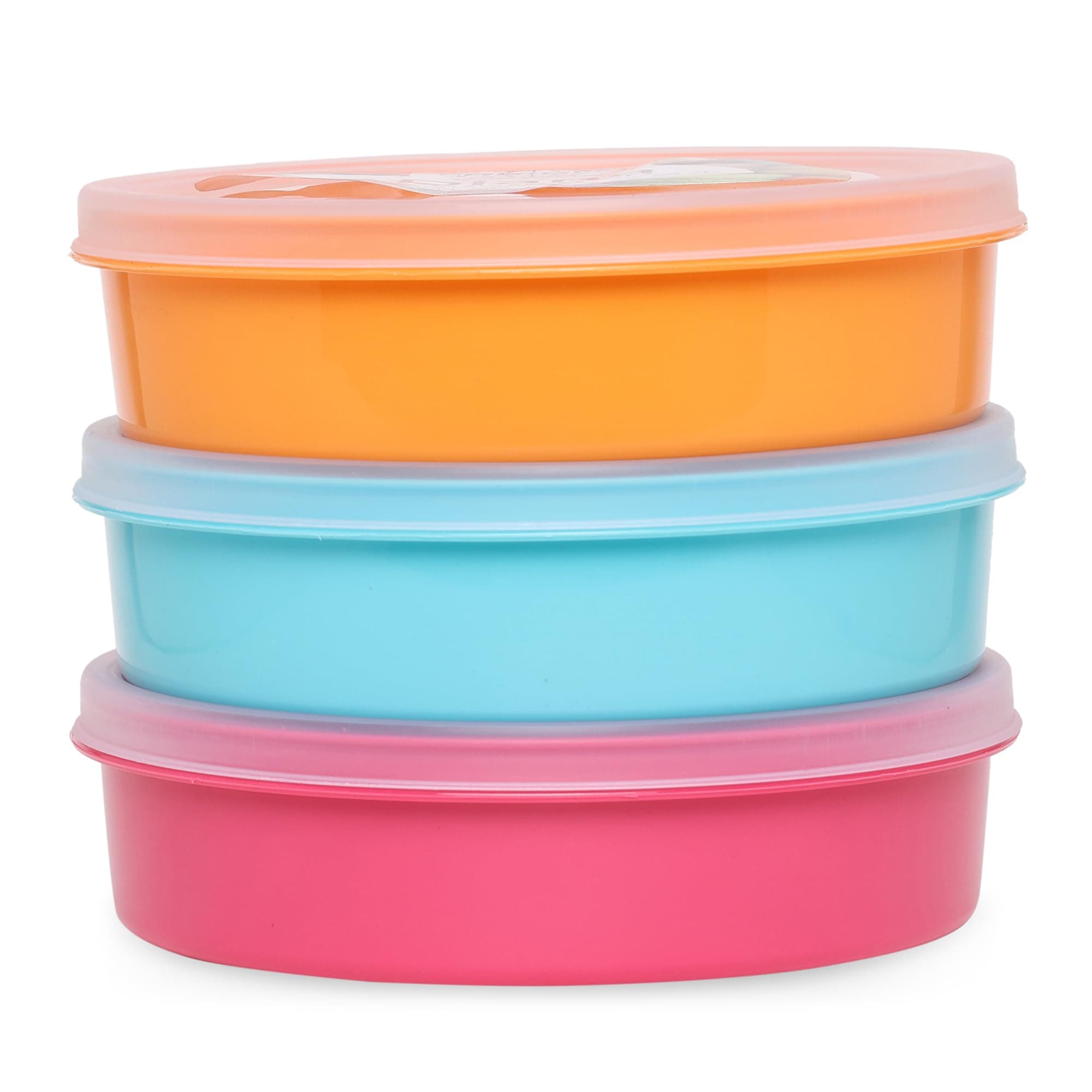 Asian Plastowares Plastic Papad Box Set (1000ml Each) | Airtight Kitchen Storage Container for Papad,Khakhra, Snacks & Dry Fruits | Food Grade BPA Free Plastic | Round Storage Box with Lid |Set of 3