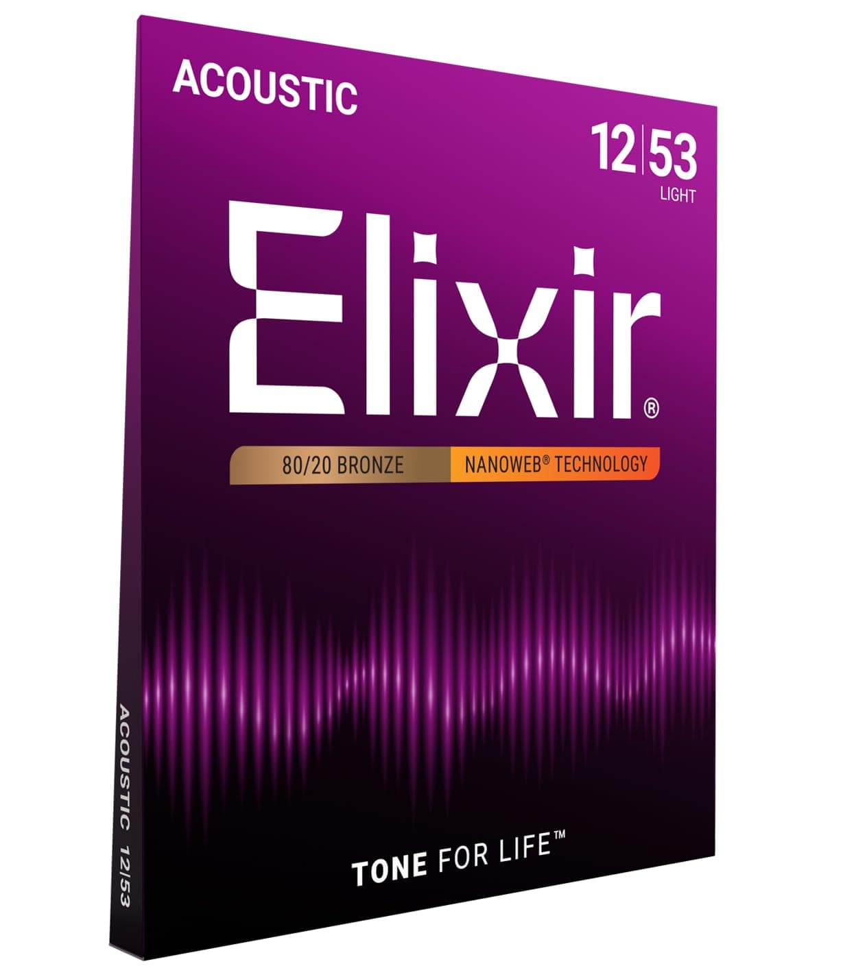 Elixir Light Nanoweb 80/20 Bronze Acoustic Guitar Strings