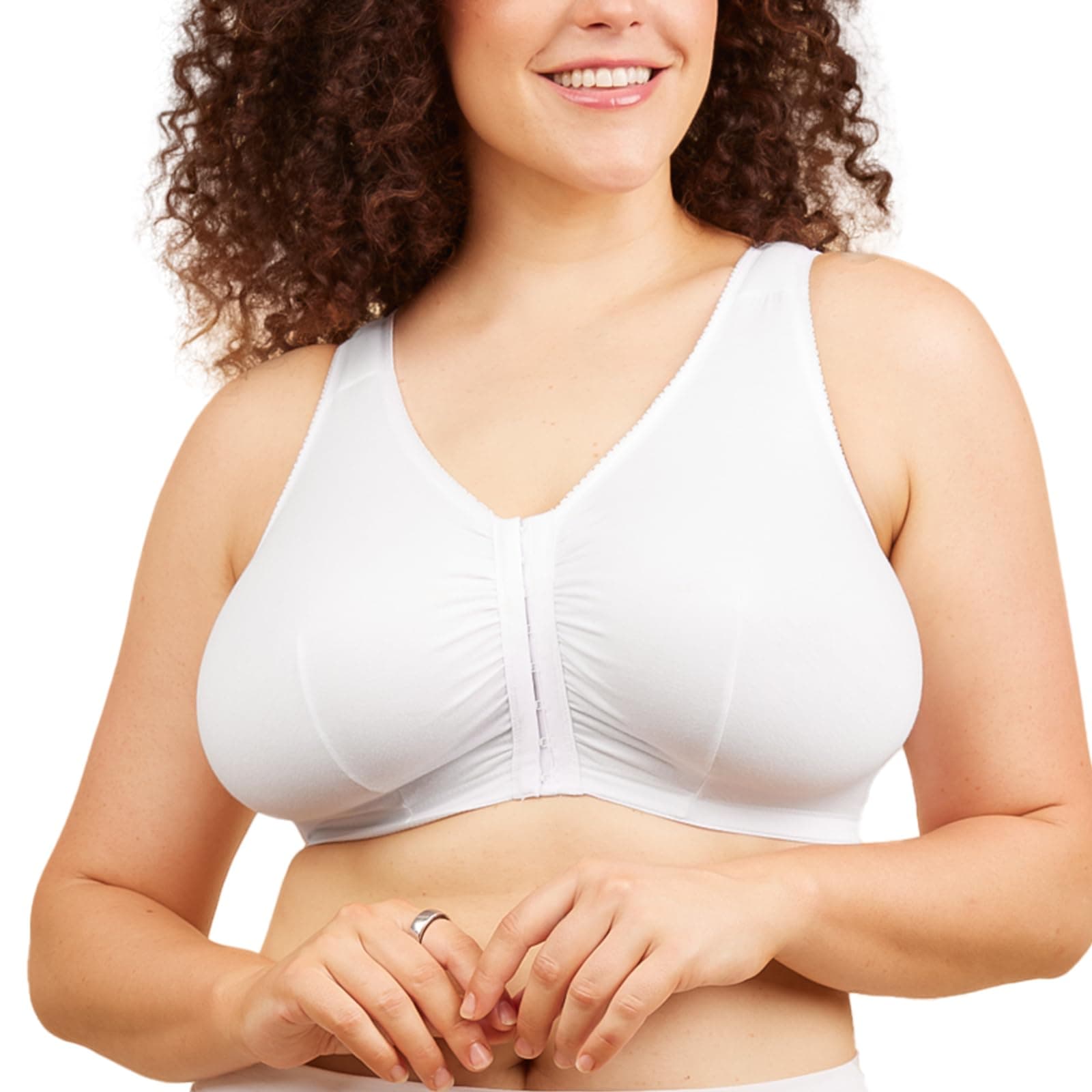 Leading Lady Women's Plus Size Sleep Leisure Cotton Bra, White, 44 CDDD