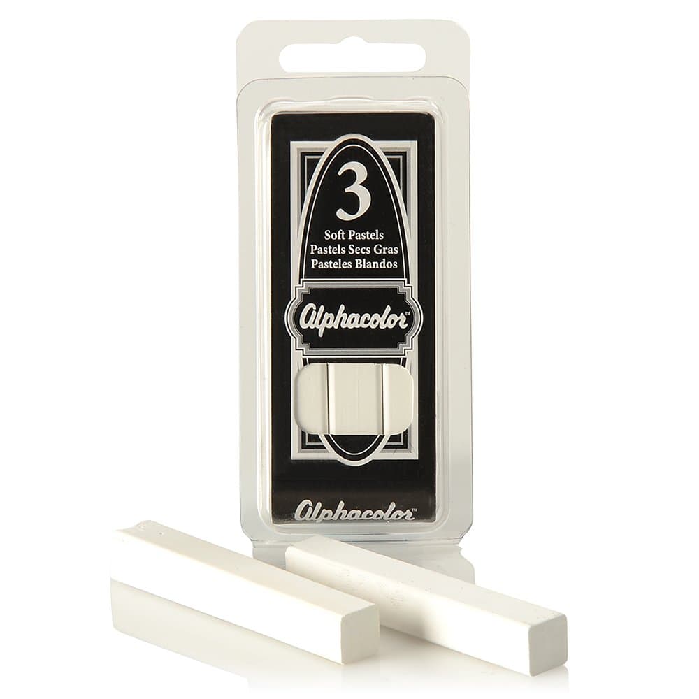 Quartet Alphacolor Round Soft Pastels, White, 3 Pastels per Pack (105W)