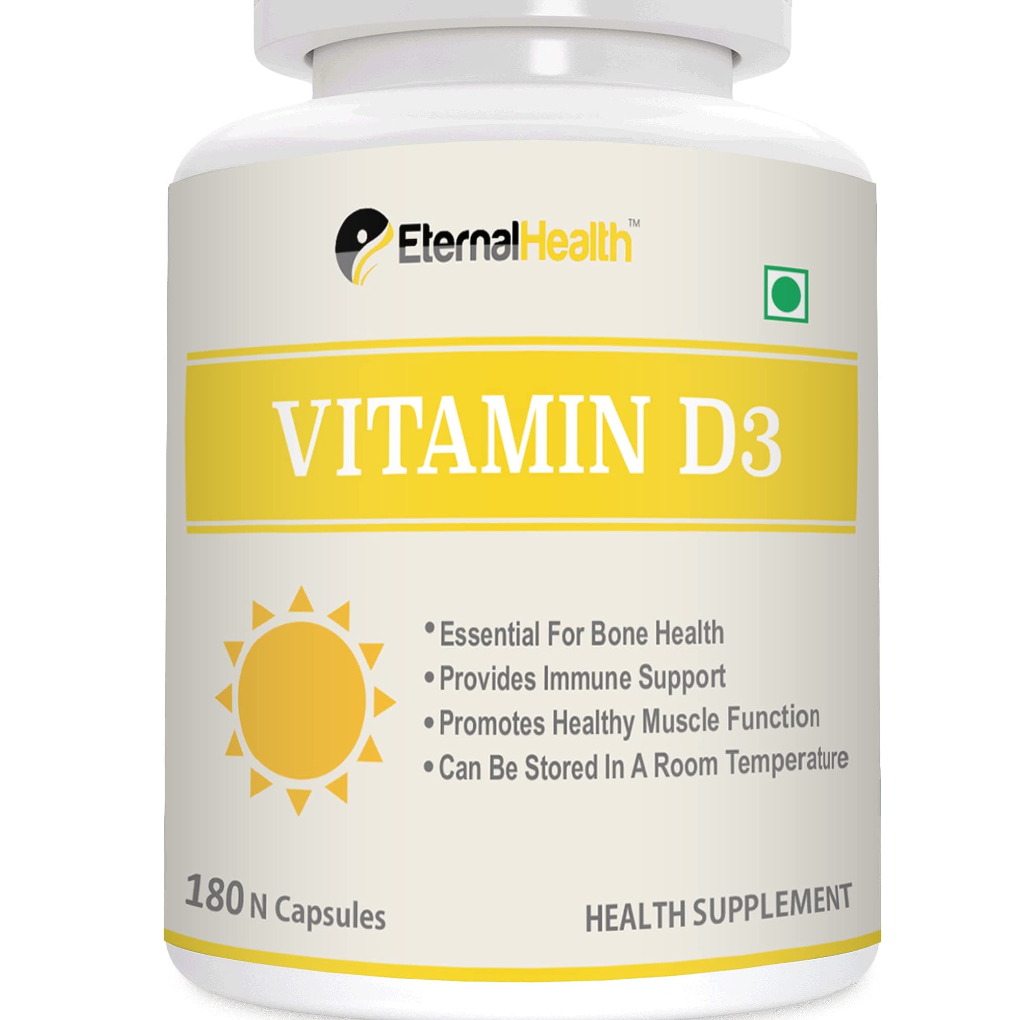 EternalHealth Vitamin D3-180 N Capsules NON GMO & GLUTEN FREE