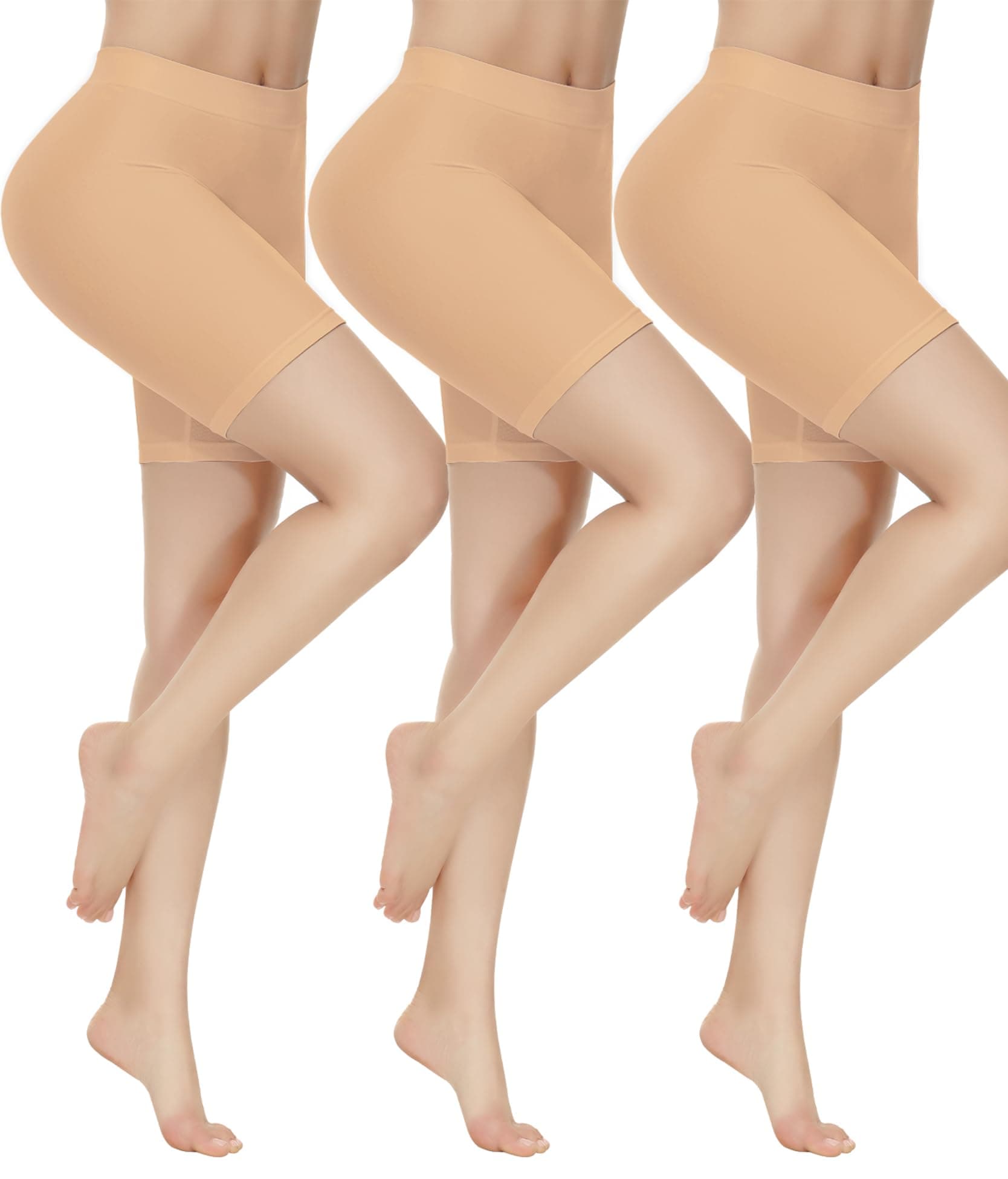 Yeblues Women 3 Pack Seamless Slip Shorts for Under Dress Smooth Boyshorts for Yoga/Bike/Workout Shapewear Shorts, 3 Pcs-nude, Large