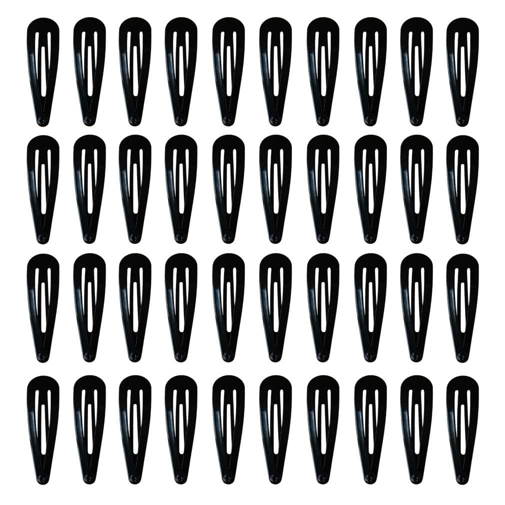PIDOUDOU 40 Pack Black 2 Inch Barrettes Women Metal Snap Hair Clips Accessories