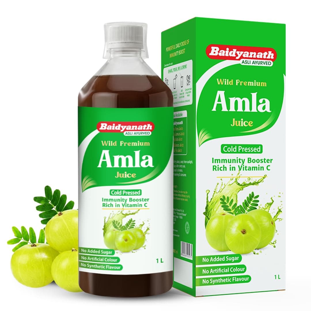 Baidyanath Amla Juice|Pitta-Balancing, Immune-Boosting Juice For Cough, Cold & Seasonal Illnesses|Antioxidant & Vitamin C Rich|Cold-Pressed|Supports Weight Management|1000 Ml