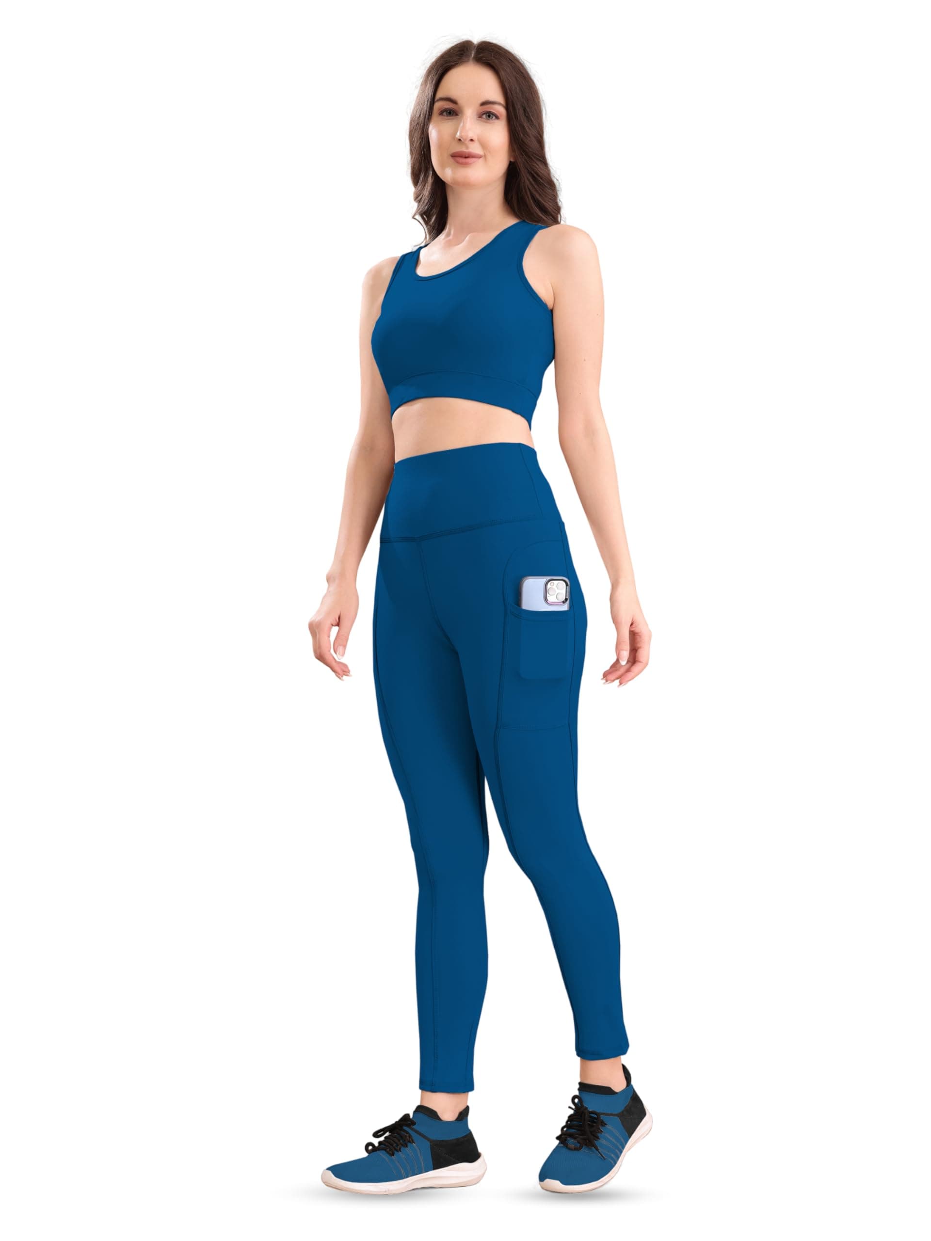 POOJARAN SAREE High-Waist Track Suit, Co-ord Set for Women's, Gym wear 2-Piece Workout Set, Sports Bra and Bottom Set, Sports Running Suits, Yoga Wear